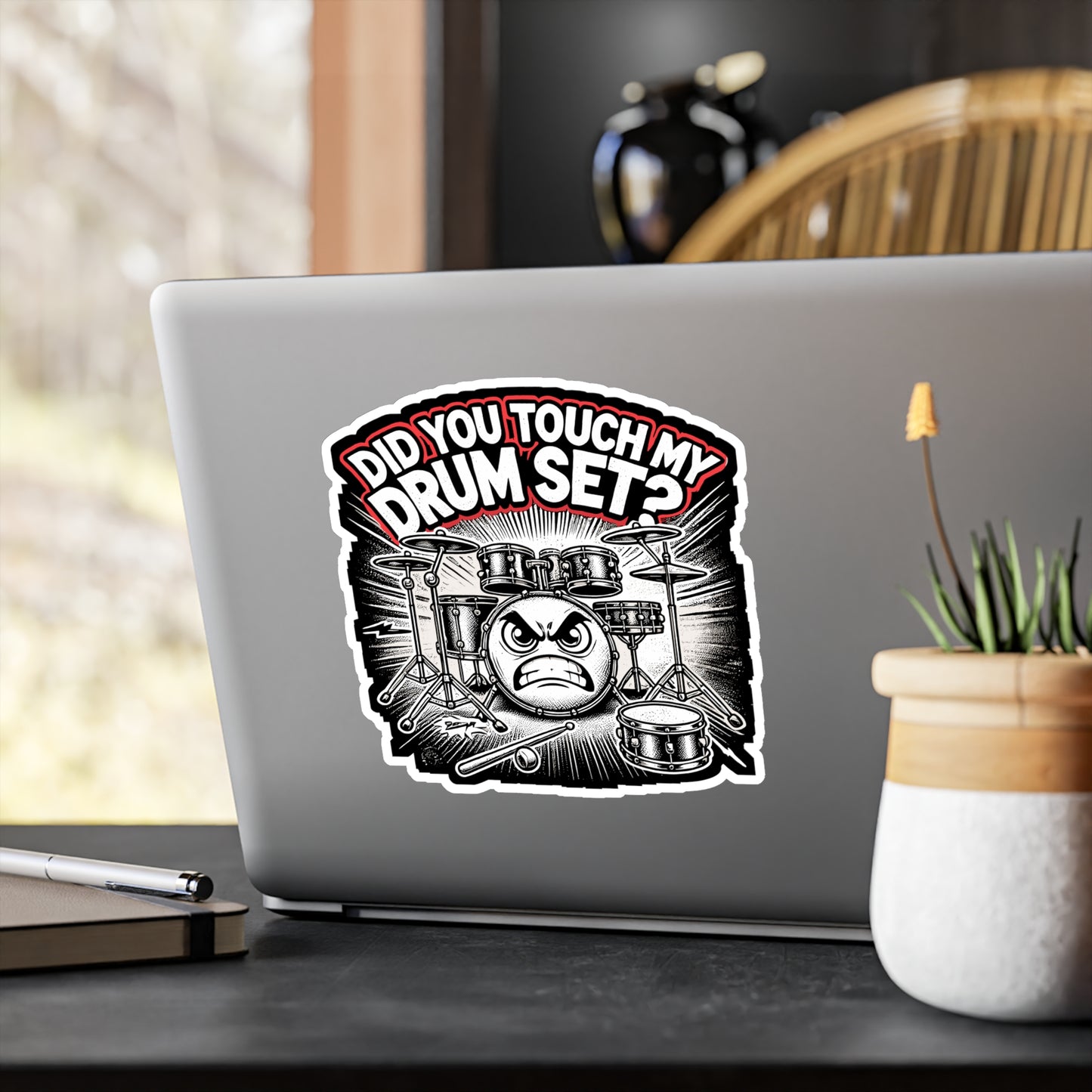 Did You Touch My Drum Set - Drummer Sticker for Laptop Sticker. Water Bottle Sticker, Vinyl Drum set Decal - Drummer Gift