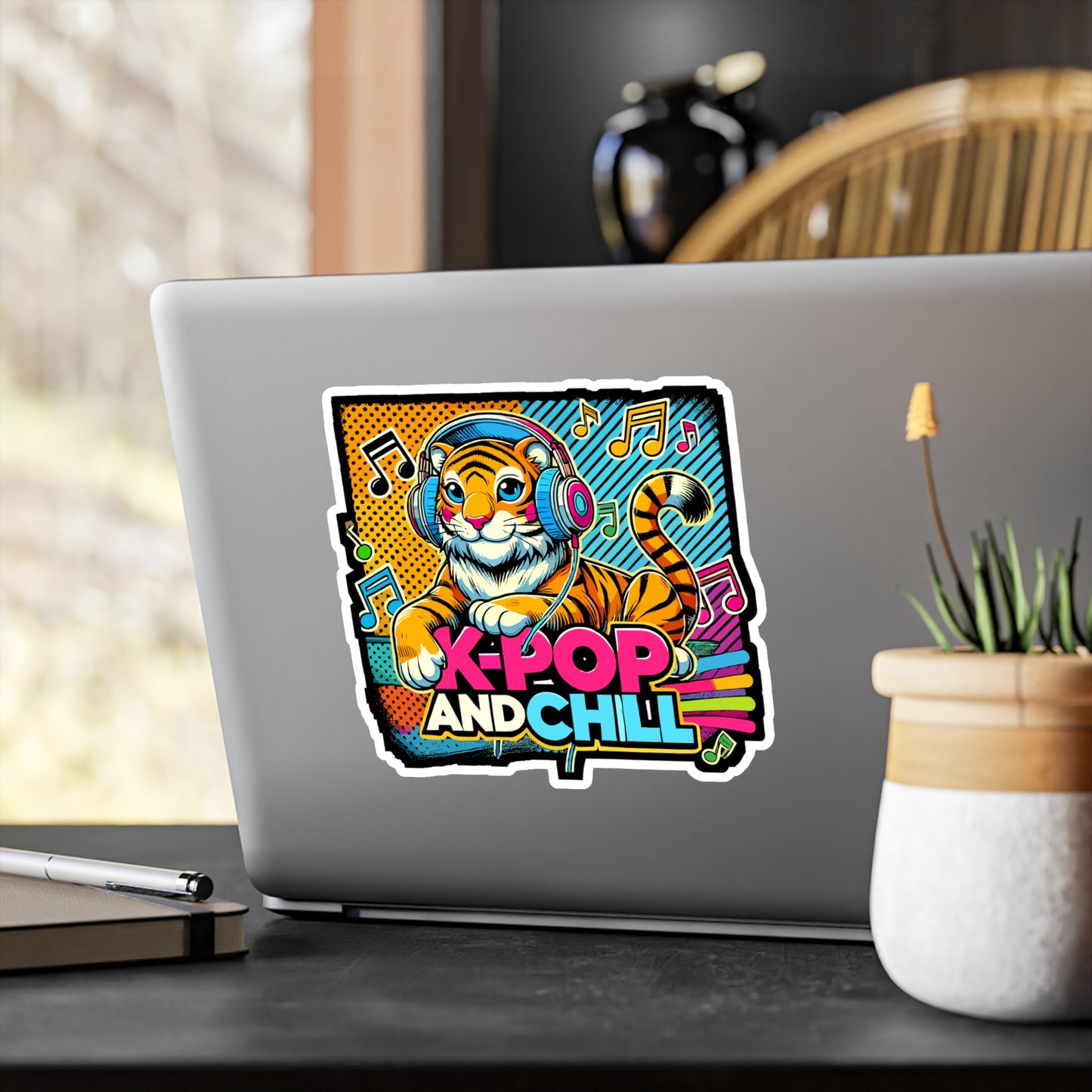 K-Pop And Chill - K-pop Sticker for Car Window Laptop Sticker. Water Bottle Sticker, Vinyl Music Decal, Tiger Sticker - K-pop Gift