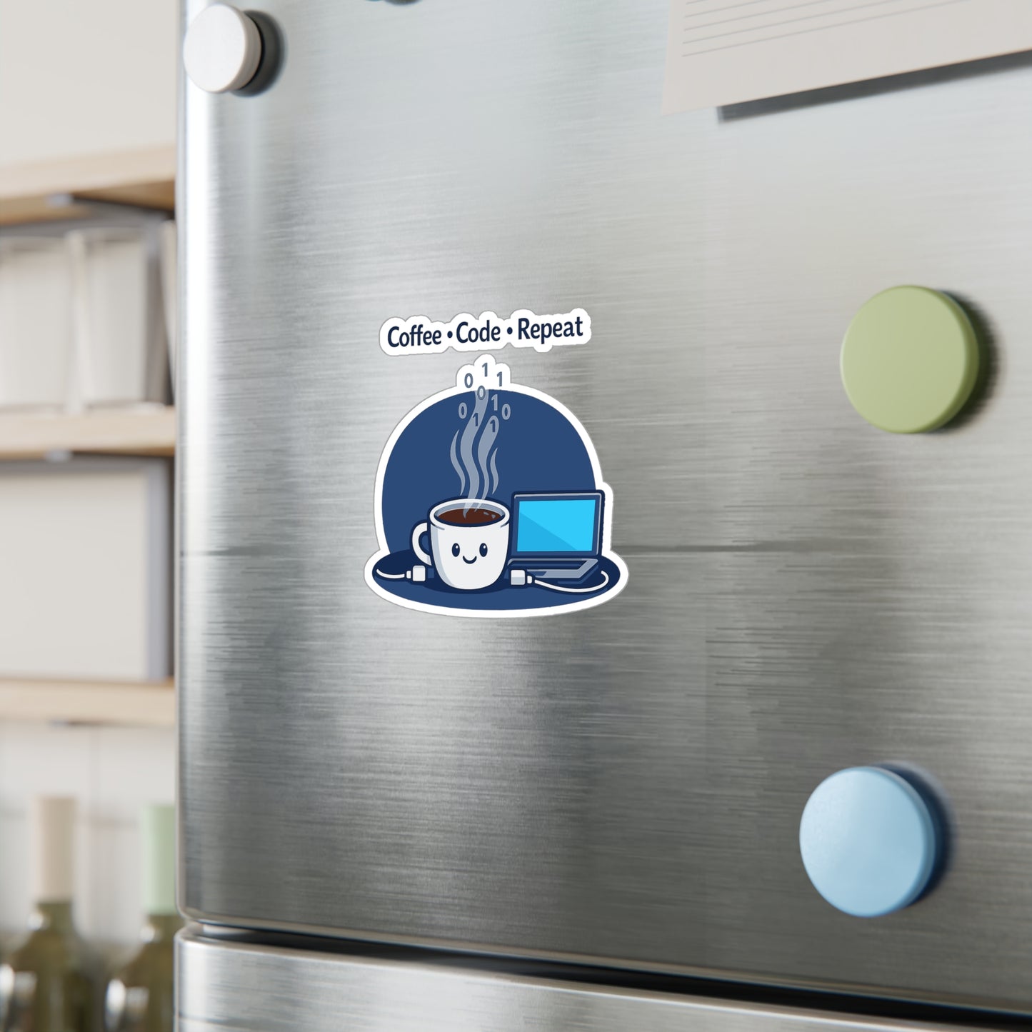 Coding Sticker Coffee Code Repeat – Programmer Source Code Semicolon Design, Waterproof Vinyl Sticker Decals for Laptop Water Bottle