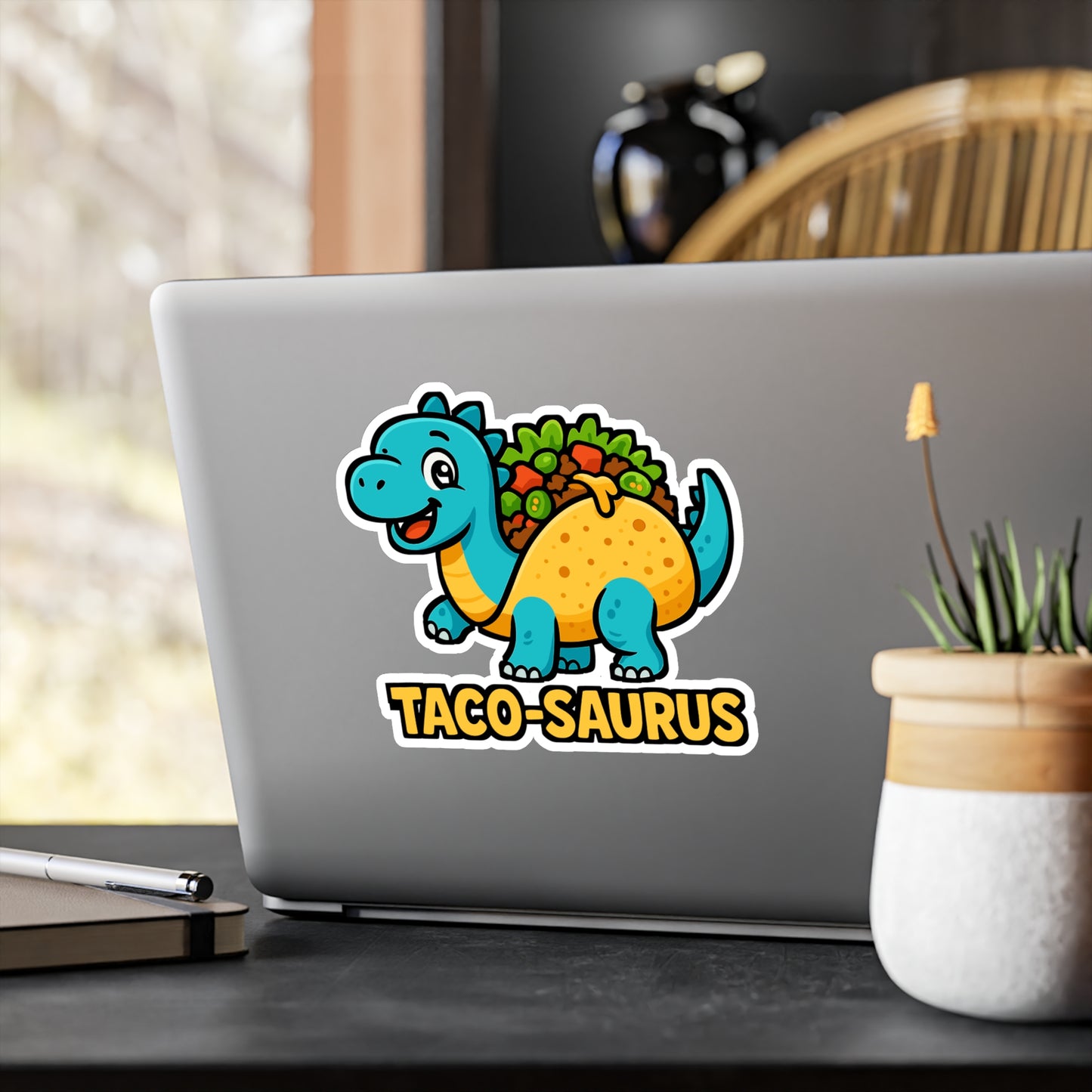 Dinosaur Sticker – Taco Saurus Quirky Fusion Decals for Laptop or Water Bottle, Funny Vinyl Waterproof Design
