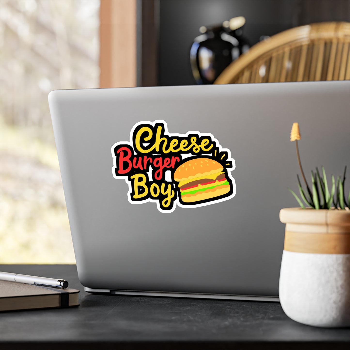 Cheeseburger Boy - Cheeseburger Sticker for Laptop Sticker. Water Bottle Sticker, Vinyl Buns Decal - Cheeseburger Gift