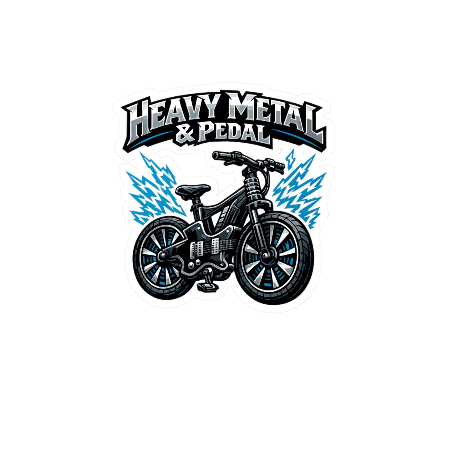 E-Bike Sticker Heavy Metal & Pedal Design, Waterproof Vinyl Decals for Electric Bike, Laptop or Water Bottle, eCycling e Cyclist Gift