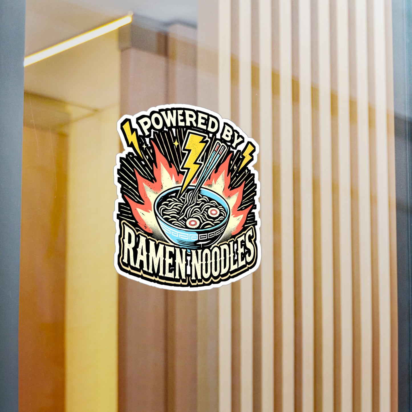 Powered By Ramen Noodles – Vinyl Sticker for Laptop & Water Bottle | Funny Ramen Lover Gift, Noodles Decal