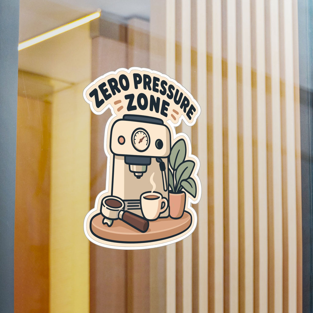 Espresso Sticker - Zero Pressure Zone Design, Coffee-Themed Decals for Grinder and Digital Scale