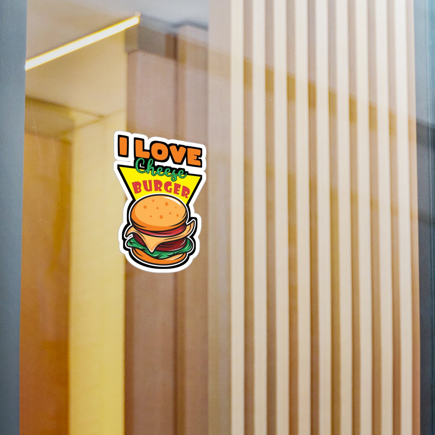 I Love Cheese Burger - Fastfood Sticker for Laptop Sticker. Water Bottle Sticker, Vinyl Fast food Decal - Fastfood Gift