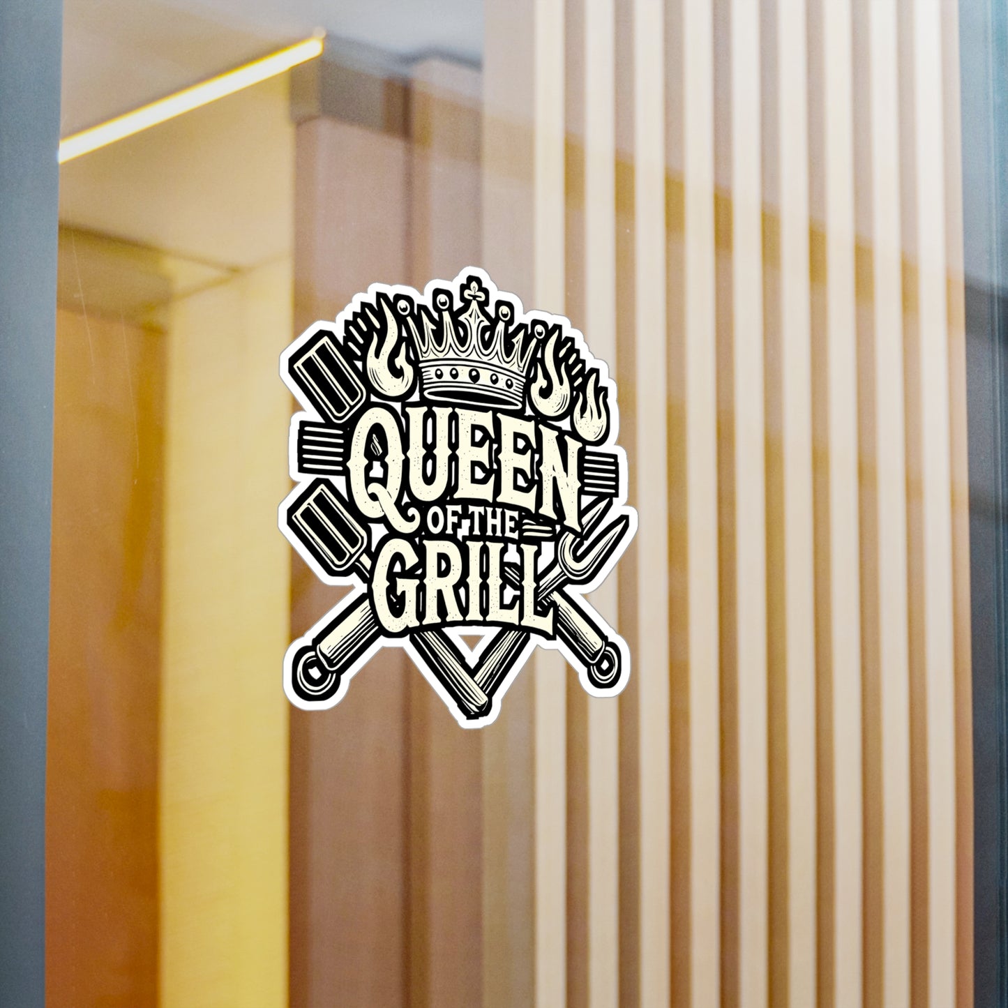 Queen Of The Grill – BBQ Sticker for Car, Laptop, or Water Bottle | Vinyl Steak Decal | Perfect Tailgate Gift for BBQ Lovers