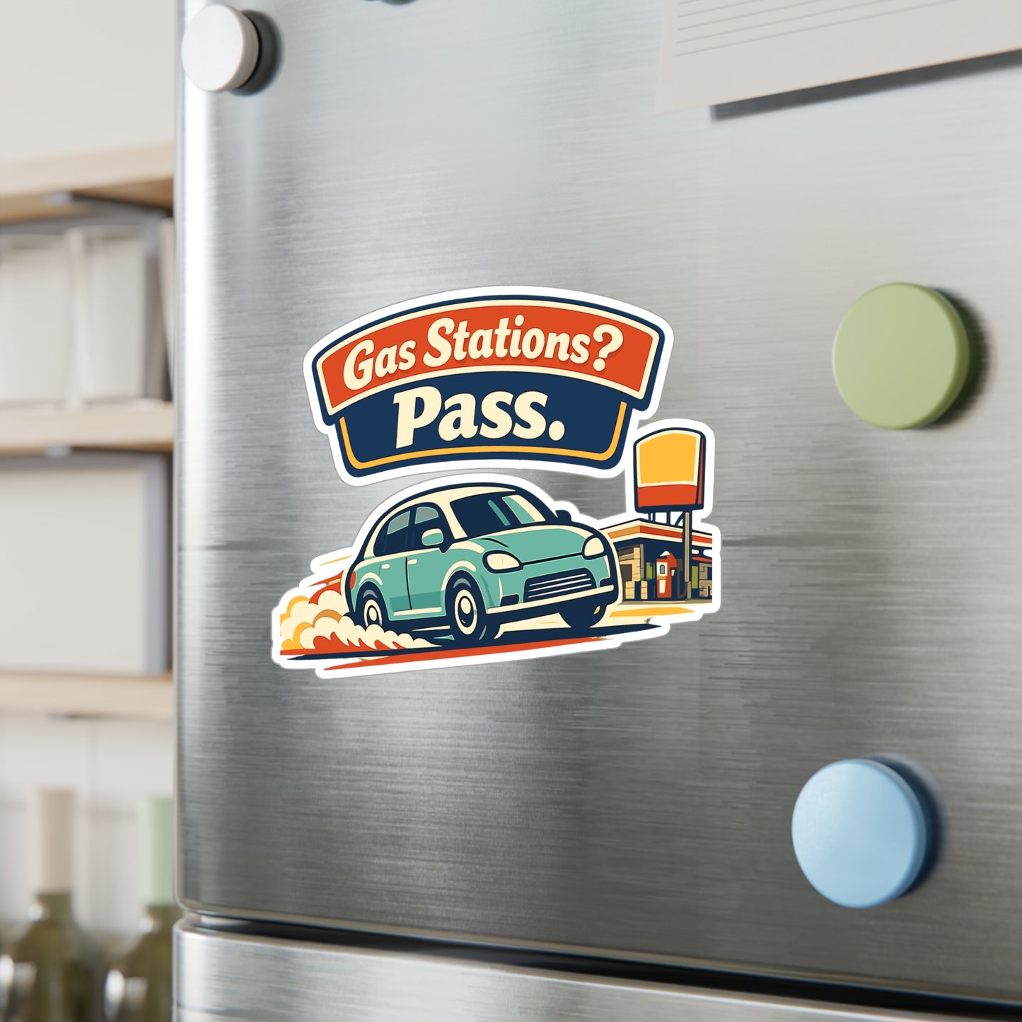 Electric Car Sticker “Gas Stations? Pass.” Electric Vehicle Decals, Waterproof Vinyl Rechargeable Battery Theme for Laptop Water Bottle