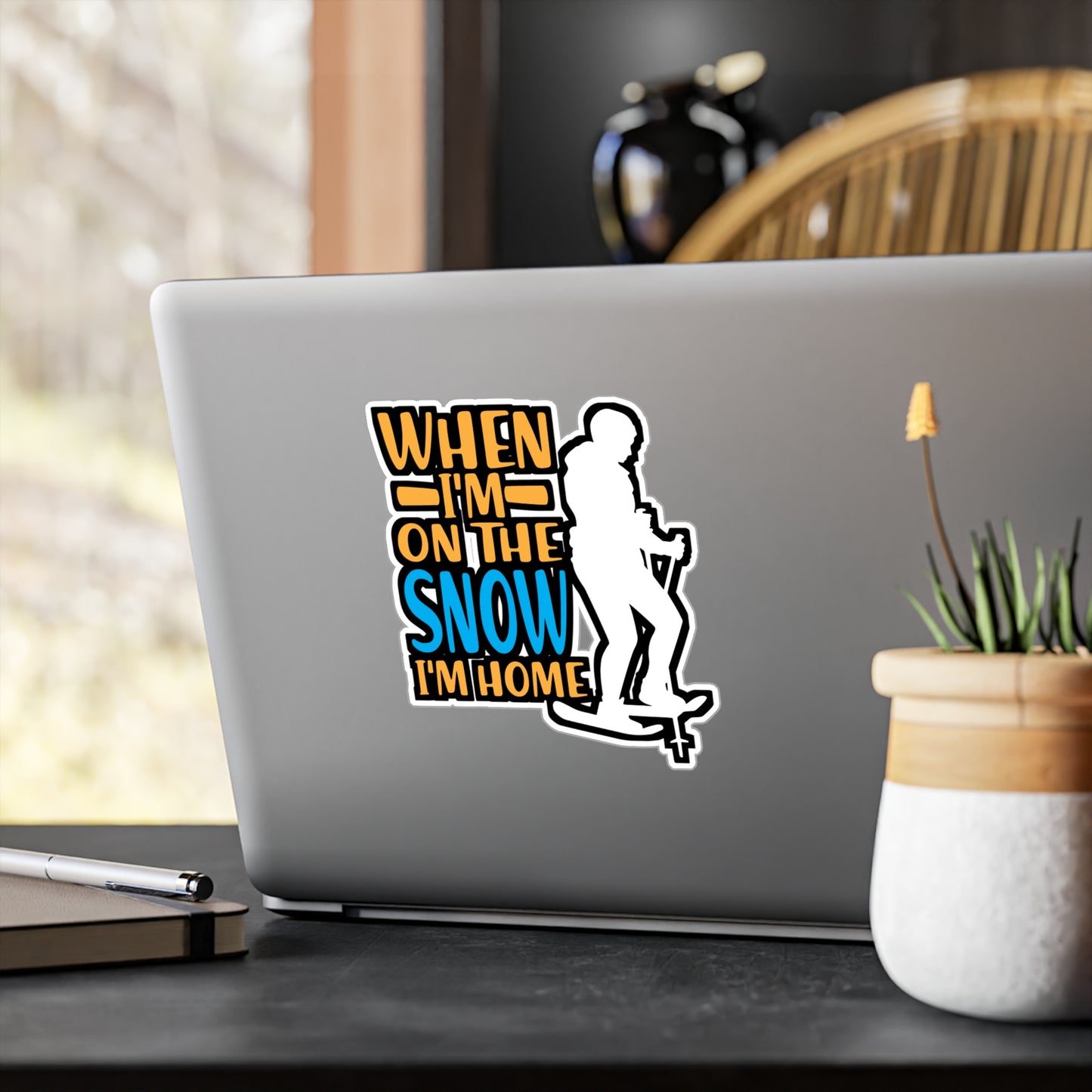 When I'm one the Snow I'm Home - Snowshoe trekking Sticker for Laptop Sticker. Water Bottle Sticker, Vinyl Snowshoe hiker Decal - Snowshoe trekking Gift