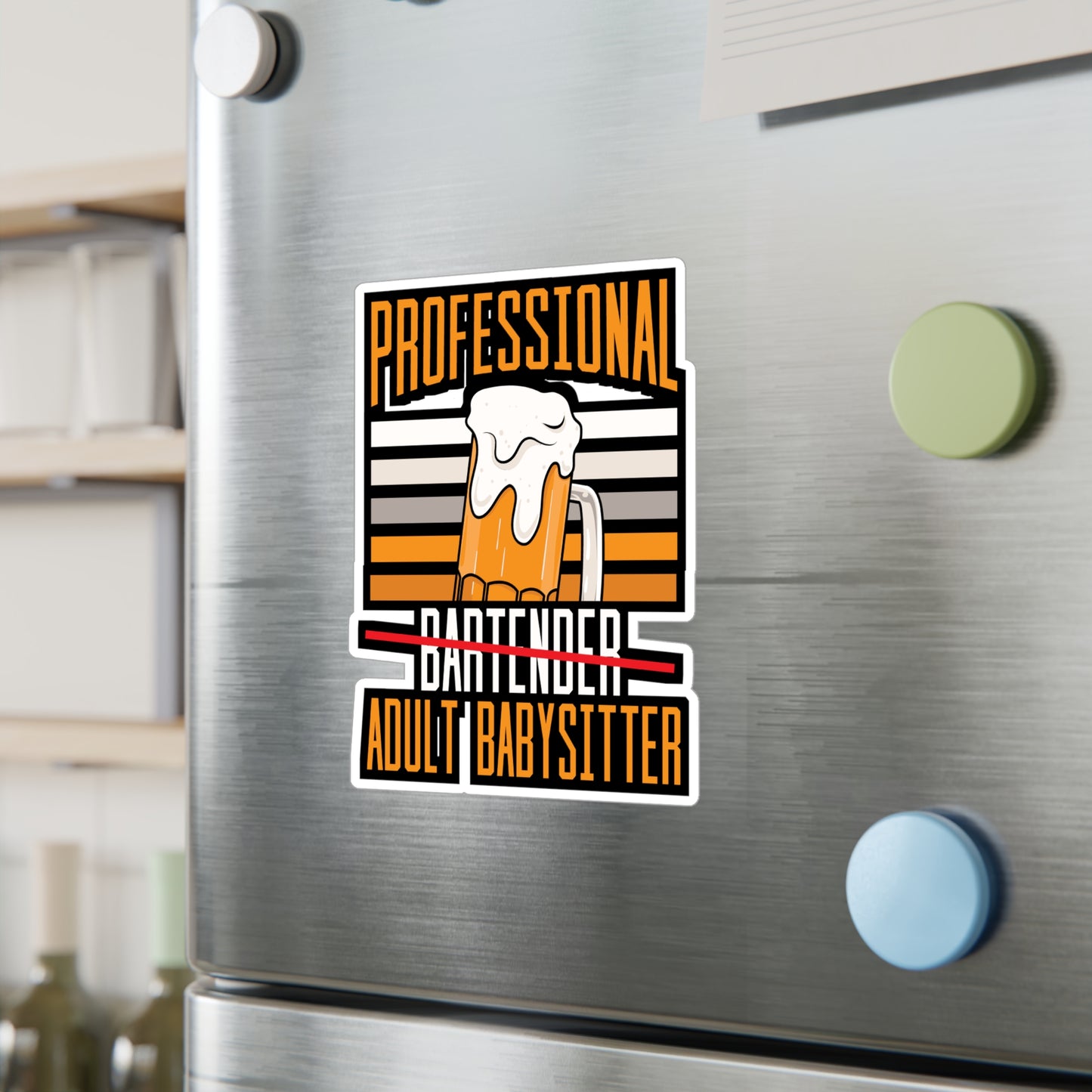 Professional Bartender Adult Babysitter - Bartender Sticker for Laptop Sticker. Water Bottle Sticker, Vinyl Tip Decal - Bartender Gift