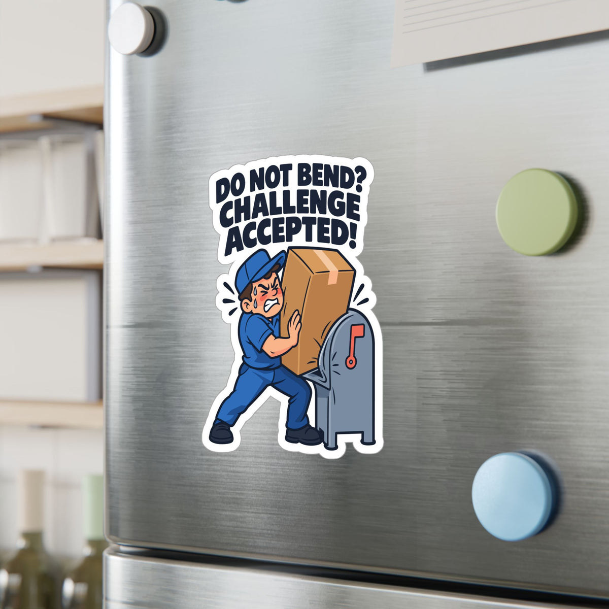 Postal Worker Sticker “Do Not Bend? Challenge Accepted!” Vinyl Decals for Mailbox, Laptop, Waterproof Rural Carrier Gift