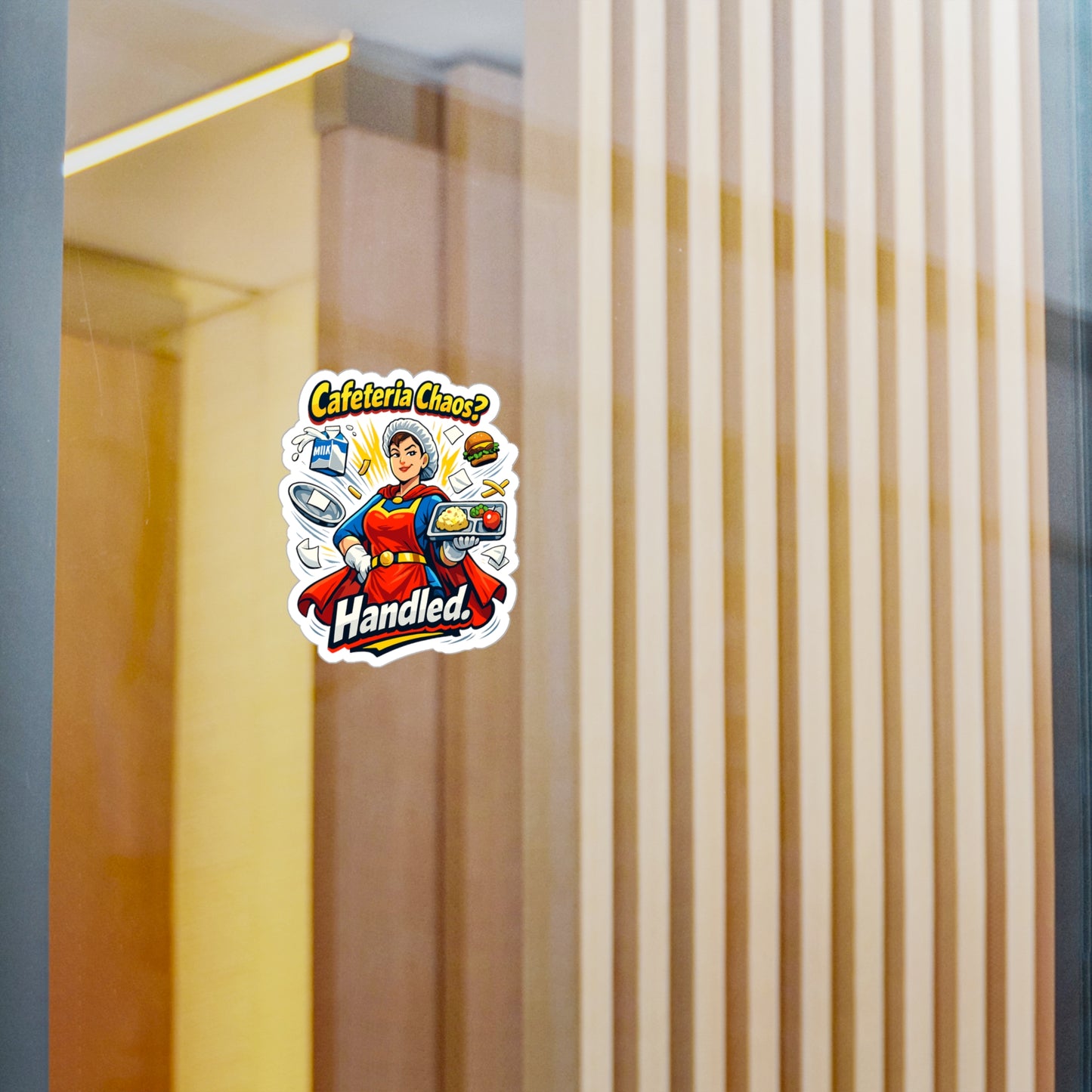 Lunch Lady Sticker Cafeteria Chaos? Handled Funny School Canteen Design, Waterproof Vinyl decals for Laptop, Water Bottle