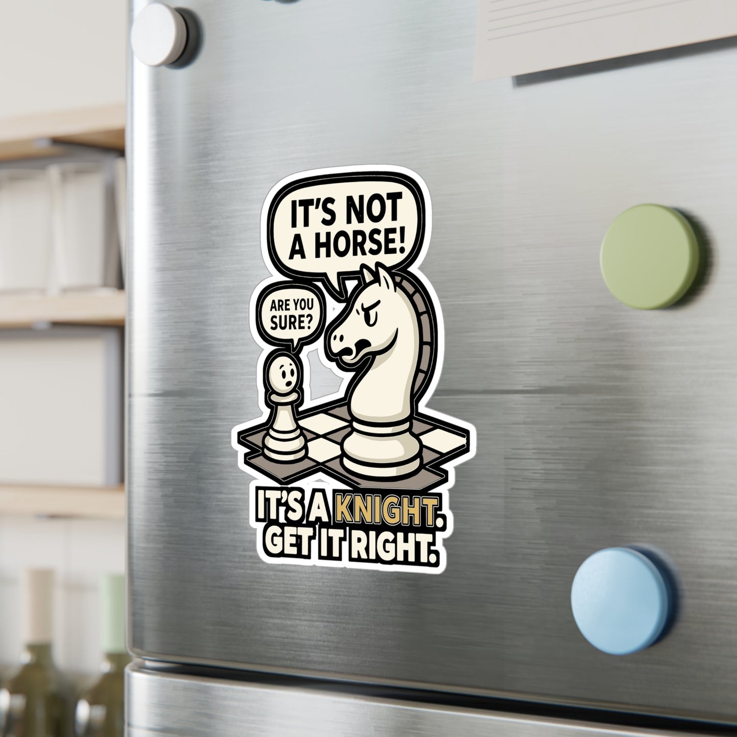 It's Not A Horse - Chess Sticker for Laptop, Water Bottle - Funny Gift for Chess Lovers, Players & Coaches