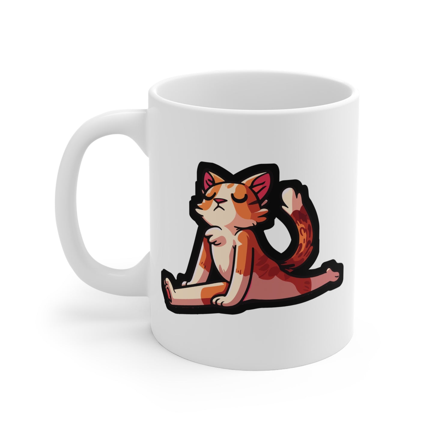 Yoga Namaste Cat - Yoga Mug for Coffee 11oz. Yoga Cup, White ceramic, Philoslothical Mug, Funny Tea Cup - Yoga Gift