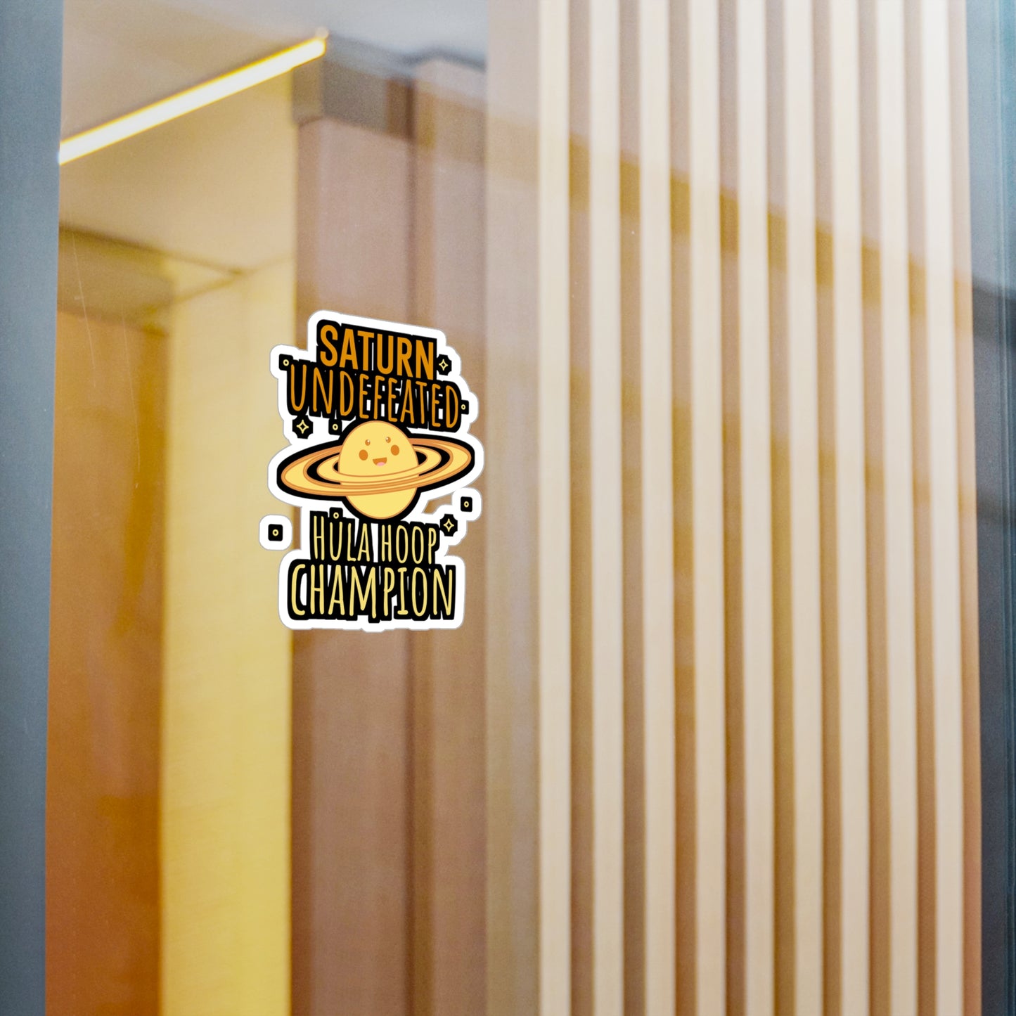 Saturn Undefeated Hula Hoop Champion - Astronaut Sticker for Wall, Laptop, Window, Truck, Car Astronaut Gift Vinyl Asteroid Decal Sticker