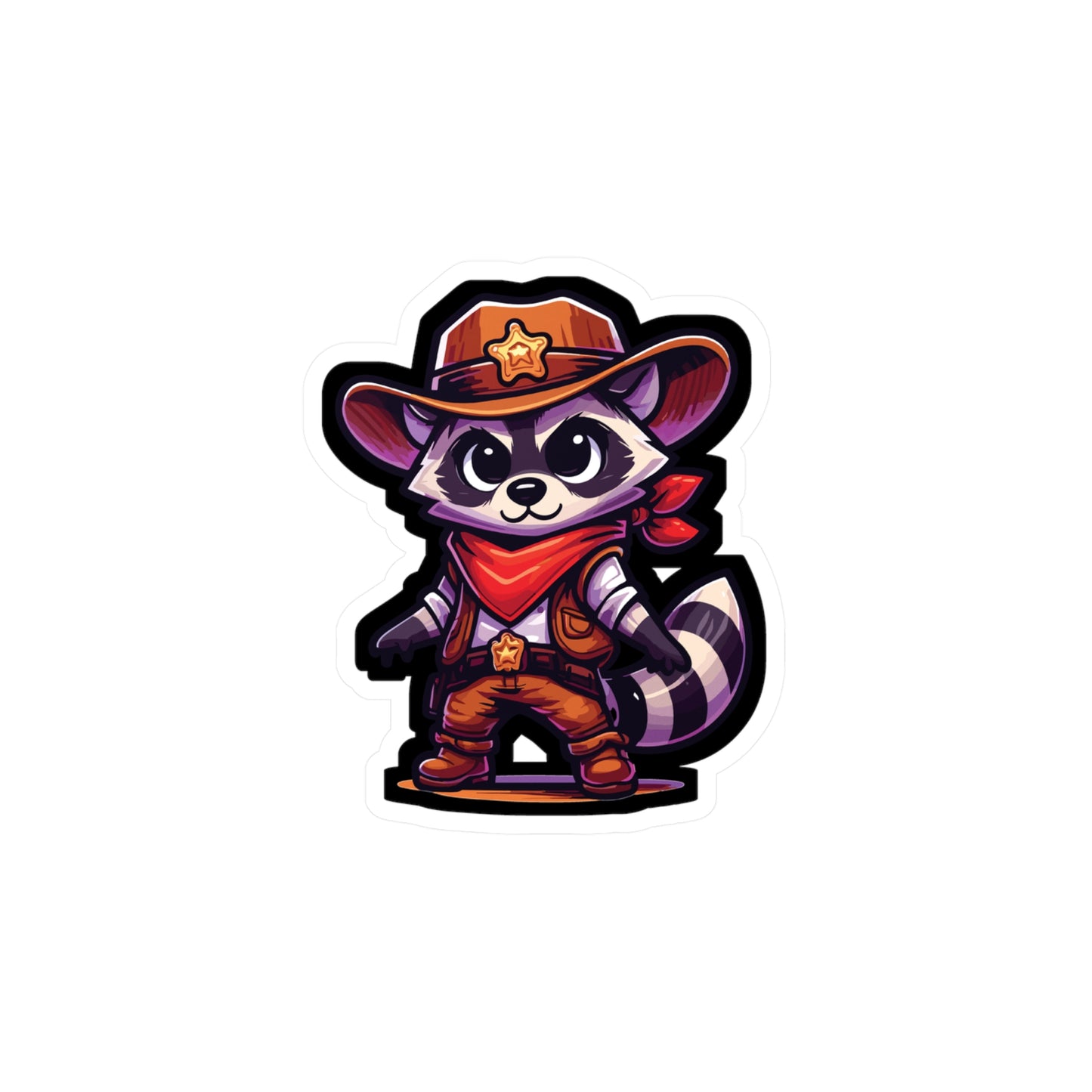 Raccoon Cowboy - Raccoon Sticker for Car Window Laptop Sticker. Water Bottle Sticker, Vinyl Cowboy Decal, Bandana Sticker - Raccoon Gift