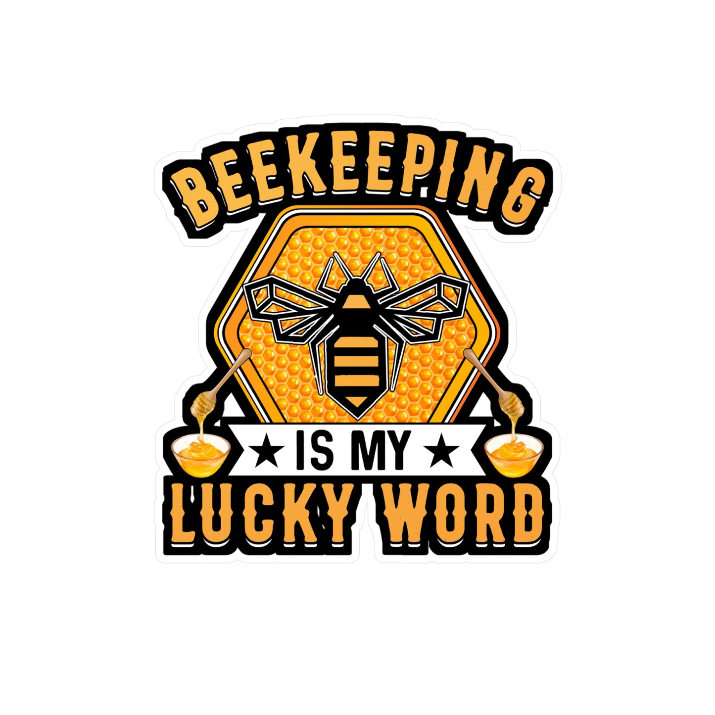 Beekeeping is my lucky word - Beekeeping Sticker for Laptop Sticker. Water Bottle Sticker, Vinyl Brood Decal - Beekeeping Gift