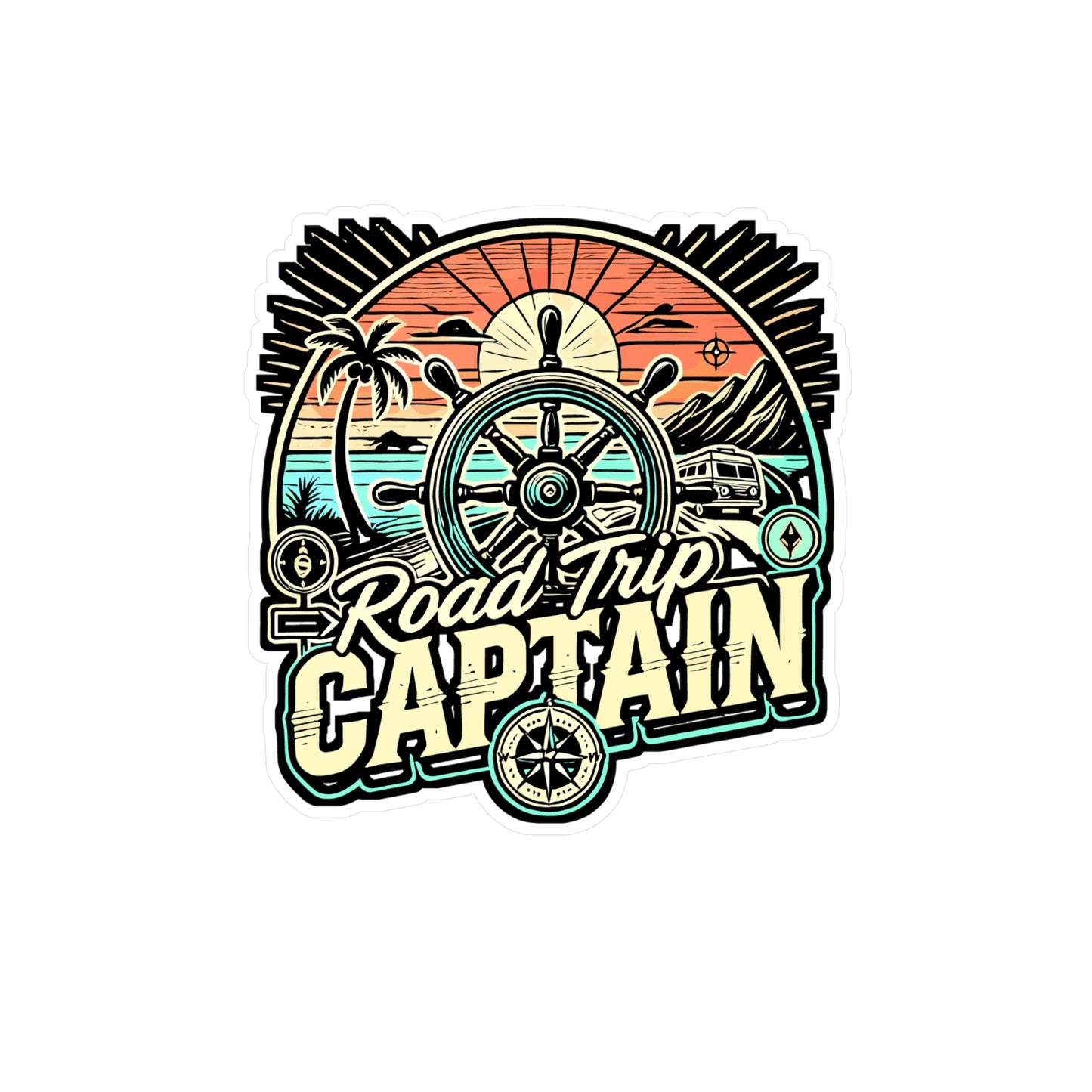 Road Trip Captain – Vinyl Road Trip Sticker for Laptop or Water Bottle | Vacation Decal, Road Trip Gift