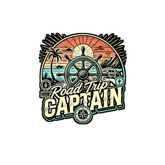 Road Trip Captain – Vinyl Road Trip Sticker for Laptop or Water Bottle | Vacation Decal, Road Trip Gift