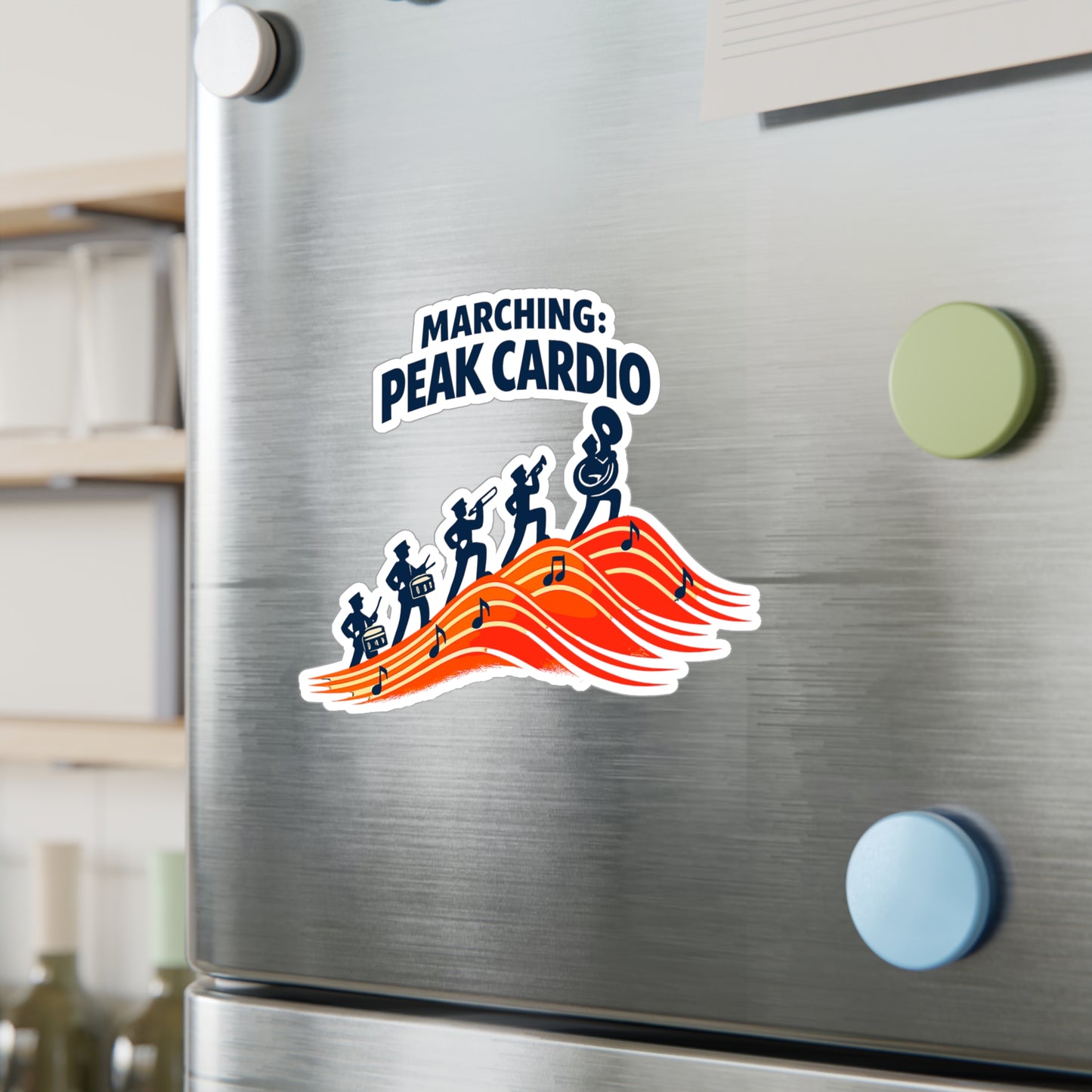 Marching Band Sticker Marching: Peak Cardio, Waterproof Vinyl sticker decals for Laptop Water Bottle, Drummer Band Director Mellophone Gift