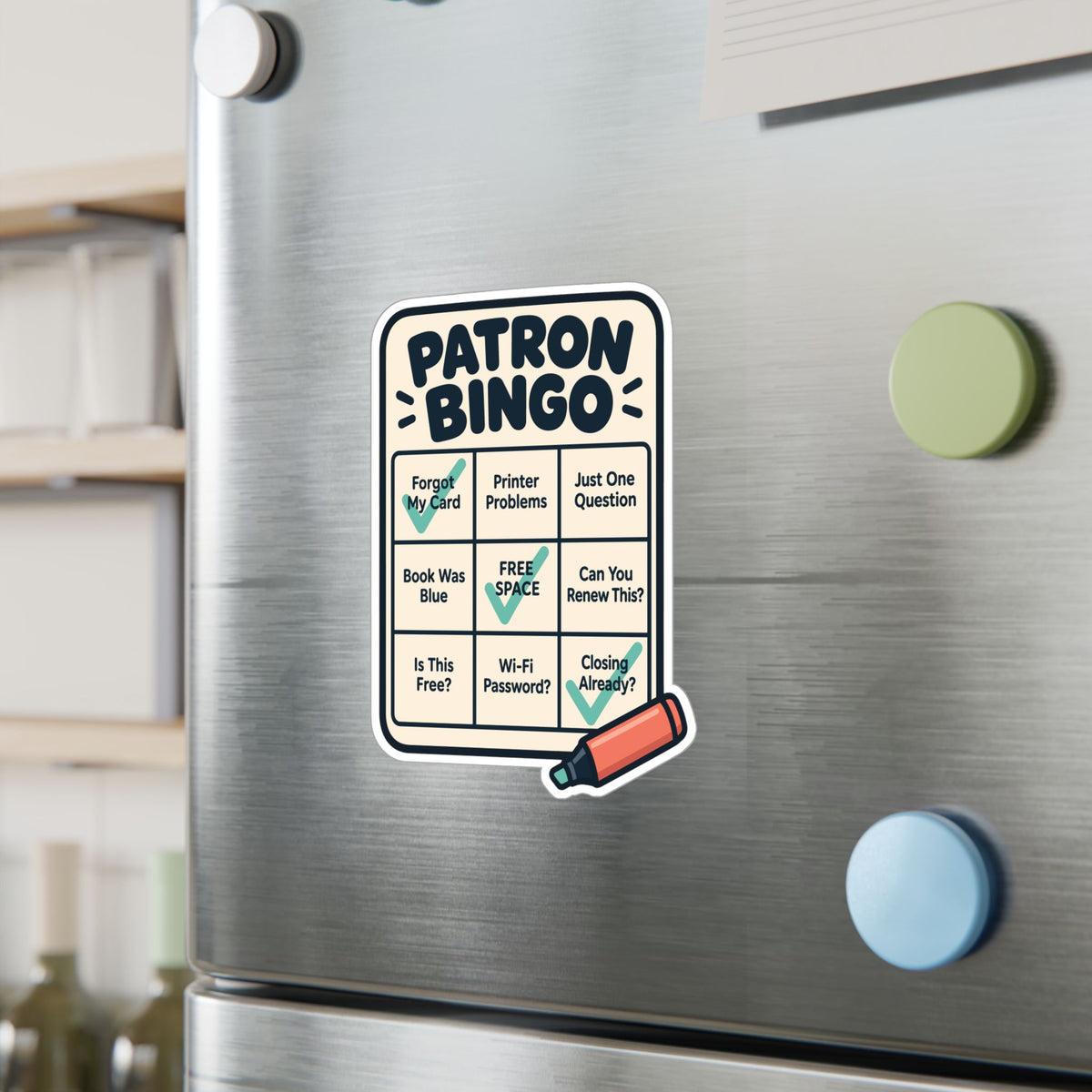 Librarian Sticker - Patron Bingo with a Fabulous Magical Unicorn, Decals for Laptop and Water Bottle
