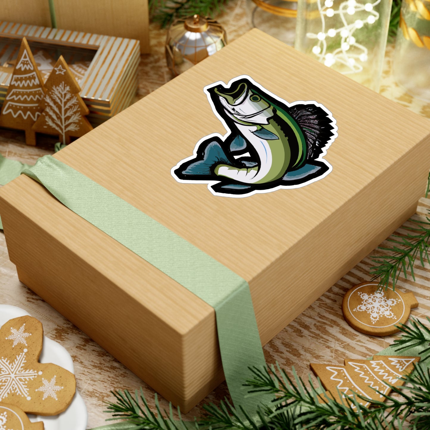 Jumping Bass Fish - Bass Sticker for Car Window Laptop Sticker. Water Bottle Sticker, Vinyl Fishing Decal, Aquatic Sticker - Bass Gift