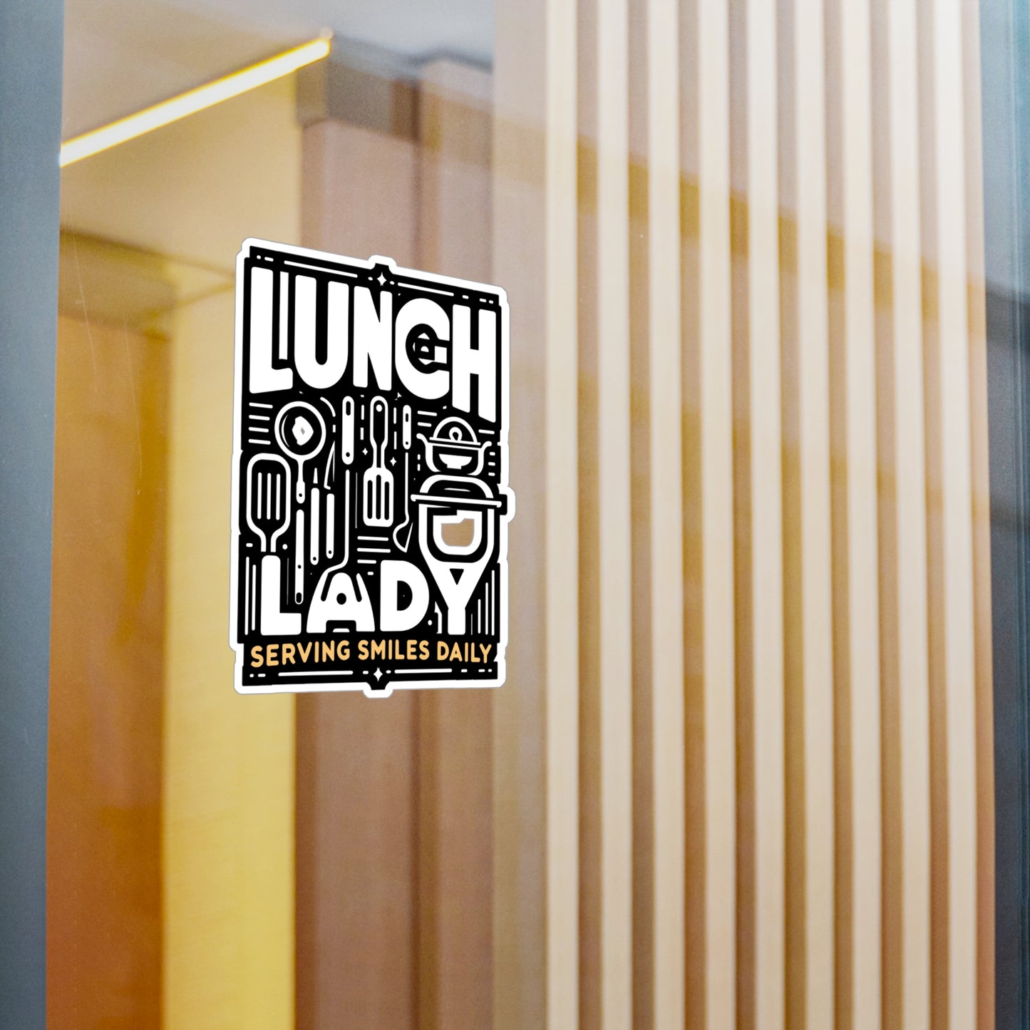 Lunch Lady Serving smiles daily  - Lunch lady Sticker for Laptop Sticker. Water Bottle Sticker, Vinyl Lunch Decal - Lunch lady Gift