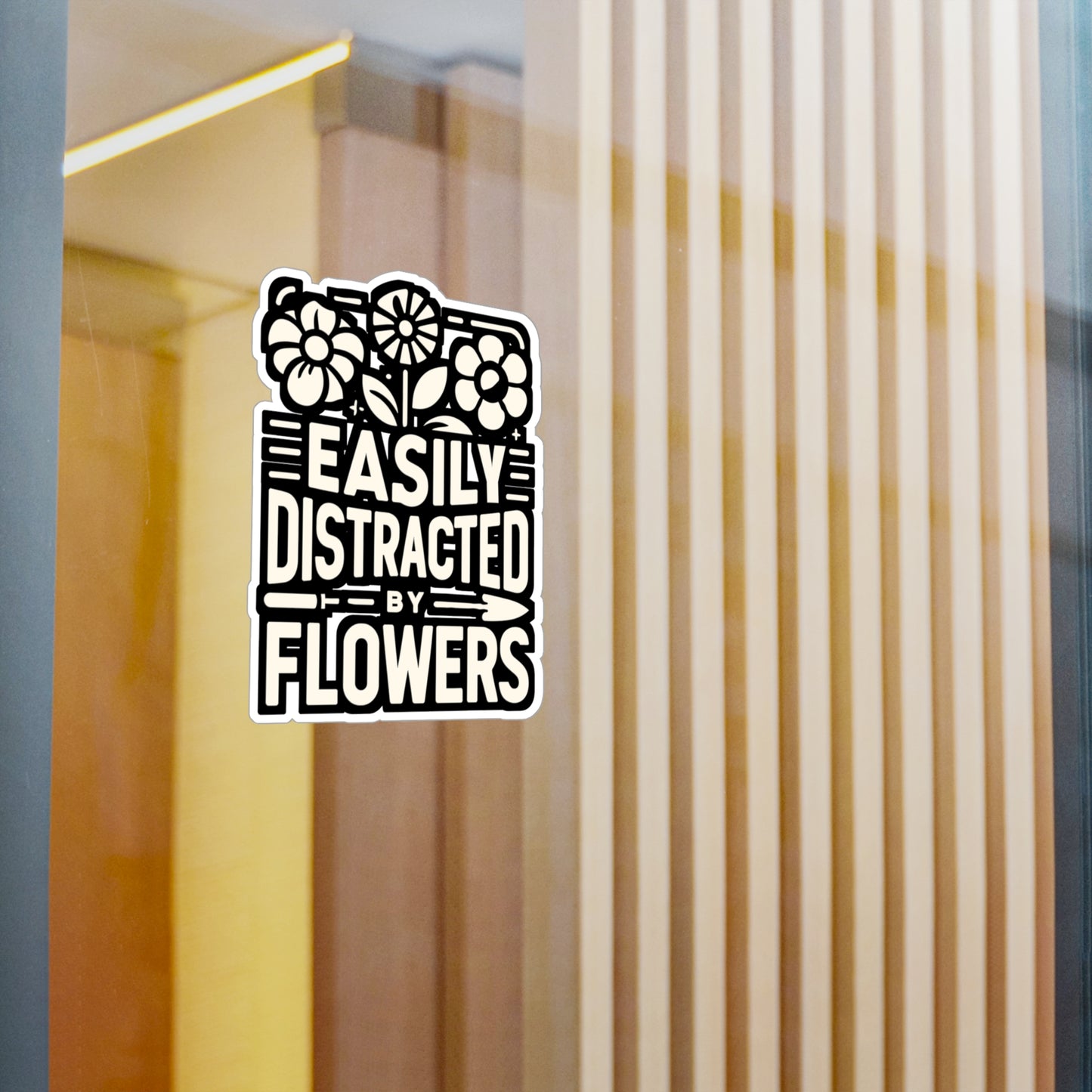 Easily Distracted By Flowers - Gardening Sticker for Laptop Sticker. Water Bottle Sticker, Vinyl Landscaper Decal - Gardening Gift