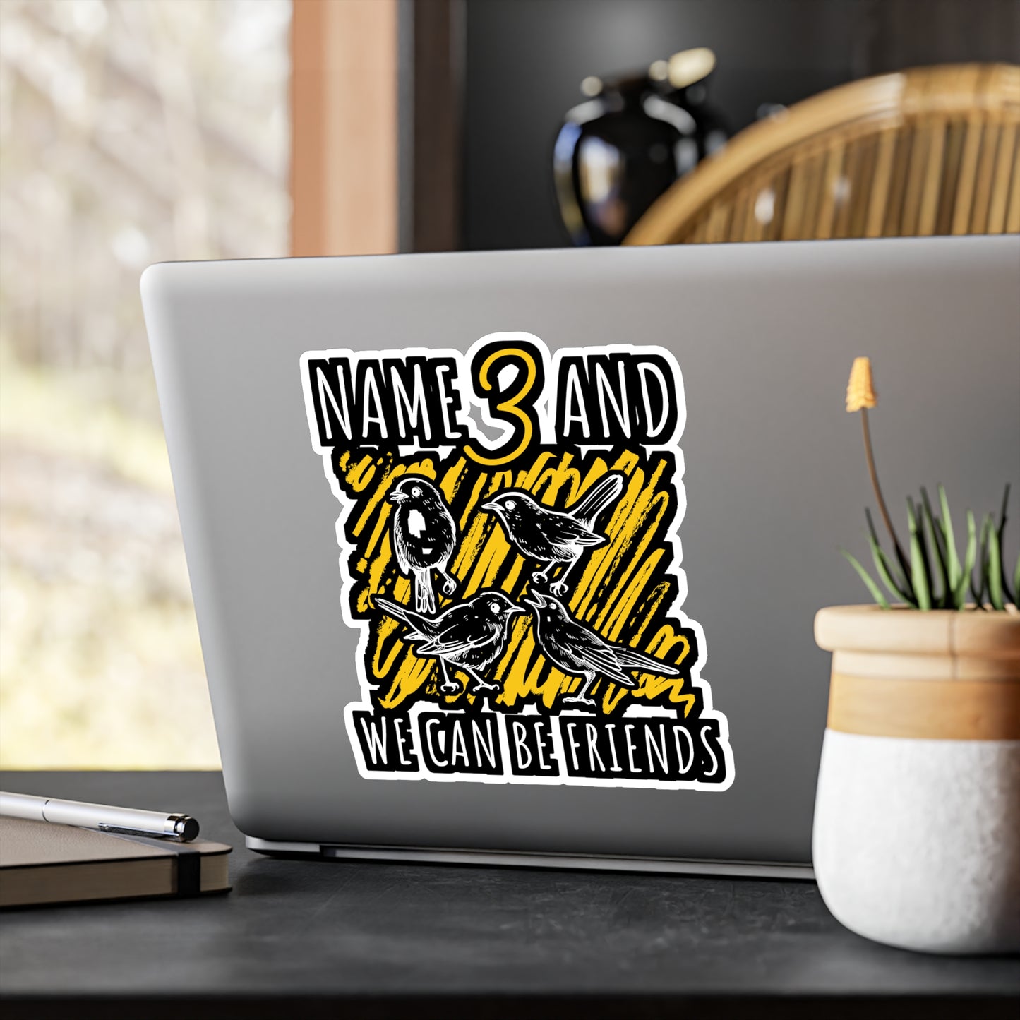 Name 3 and We Can Be Friends | Birdwatcher Sticker | Binocular Decals | Bird nerd Laptop Sticker | Birdwatcher Gift | Binocular Gift
