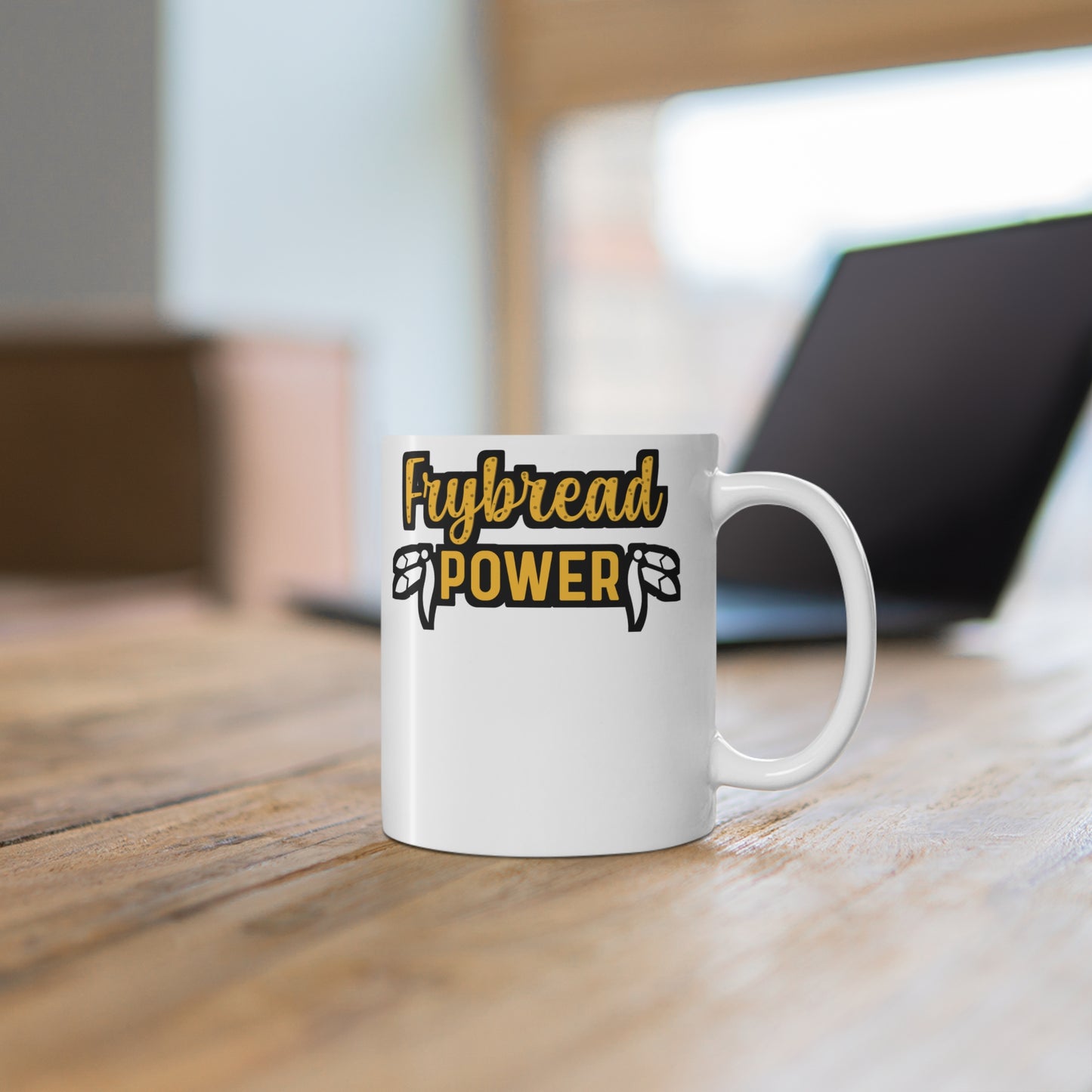 Frybread Power - Frybread Mug for Coffee 11oz. Frybread Cup, White ceramic, Food Mug, Native-american Tea Cup - Frybread Gift