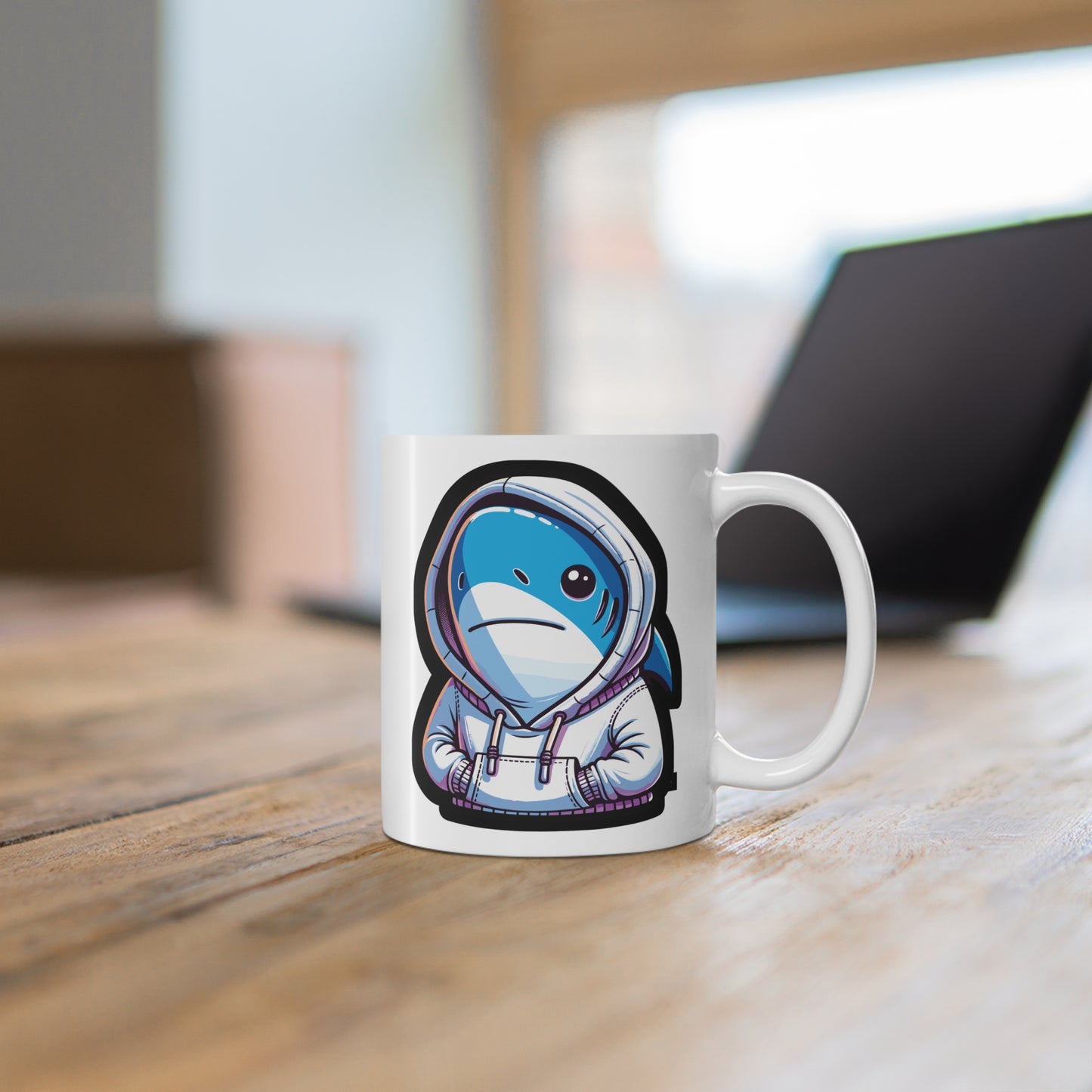 Cool Shark - Cool Mug for Coffee 11oz. Cool Cup, White ceramic, Shark Mug, Hoodie Tea Cup - Cool Gift