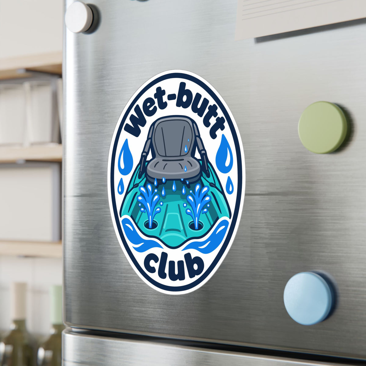 Kayak Sticker - Wet-Butt Club Decals for the Kayaker Who Loves Kayaking and Rowing, for Laptop or Water Bottle