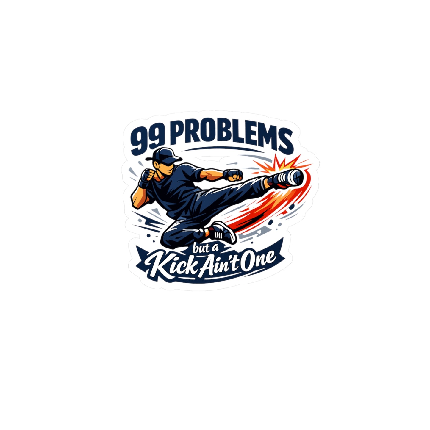 Krav Maga Sticker “99 Problems but a Kick Ain’t One” Funny Martial Arts Decals, Waterproof Vinyl for Laptop, Water Bottle, Self Defense Fitness Design