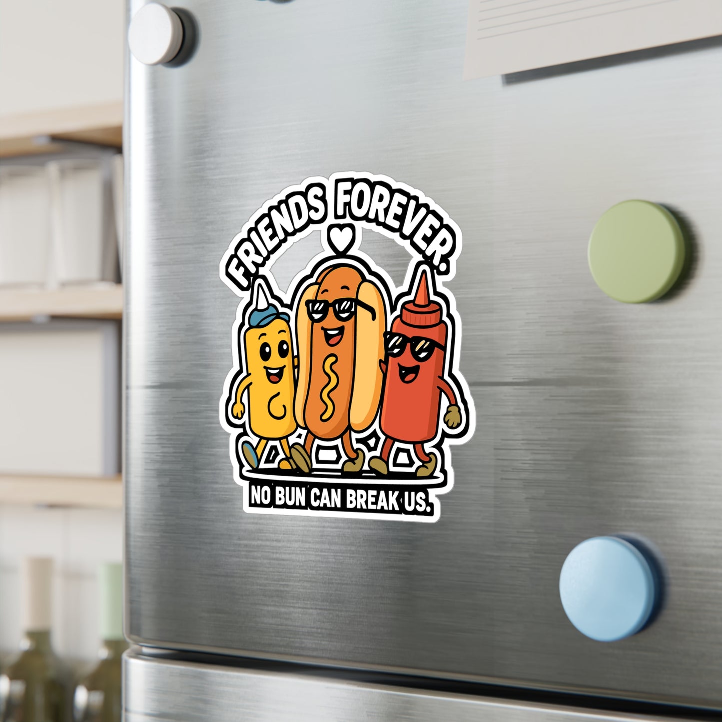 Friends Forever - Hotdog Sticker for Laptop, Water Bottle - Gift for Kids, Teens, Friends