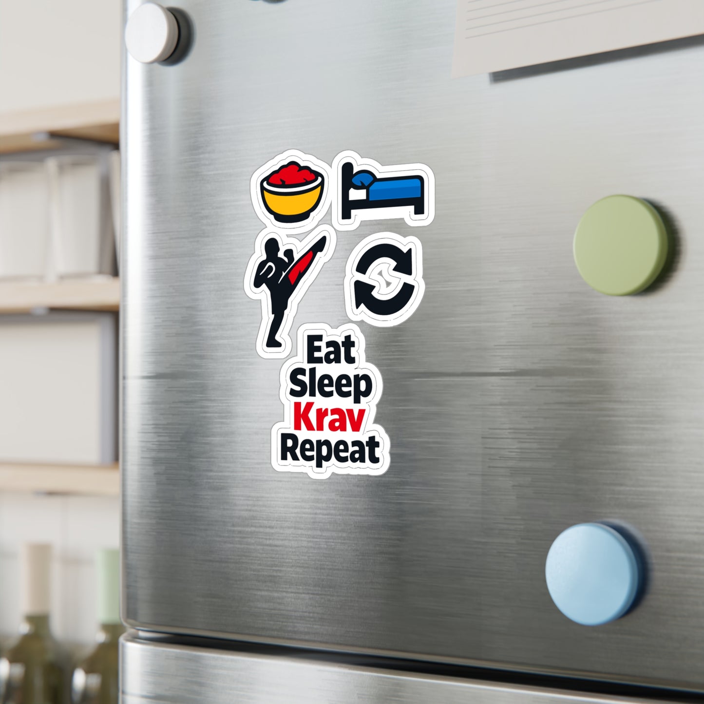 Krav Maga Sticker Eat Sleep Krav Repeat – Waterproof Vinyl Decals for Laptop, Water Bottle, Martial Arts Self Defense Fitness