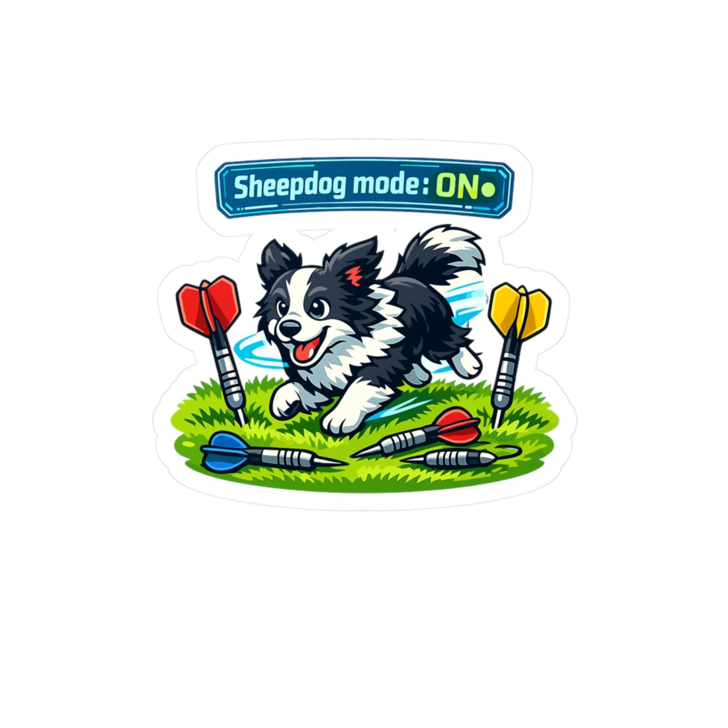 Dart Sticker Sheepdog mode: ON Funny Drinking Team Decals for Dartboard Fans Waterproof Vinyl for Laptop Water Bottle Arrow