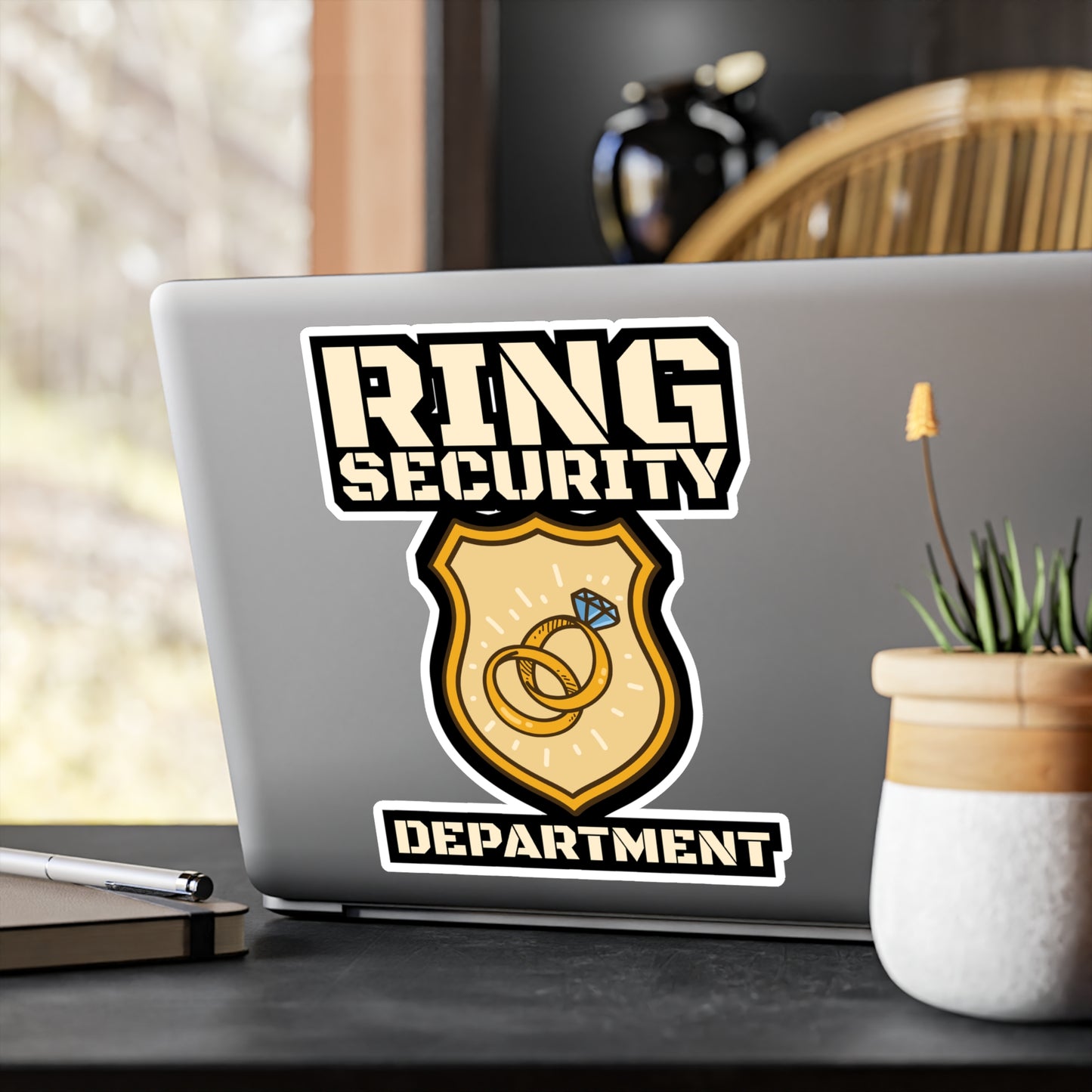 Ring Security Department - Ring-bearer Sticker for Laptop Sticker. Water Bottle Sticker, Vinyl Excavator Decal - Ring-bearer Gift