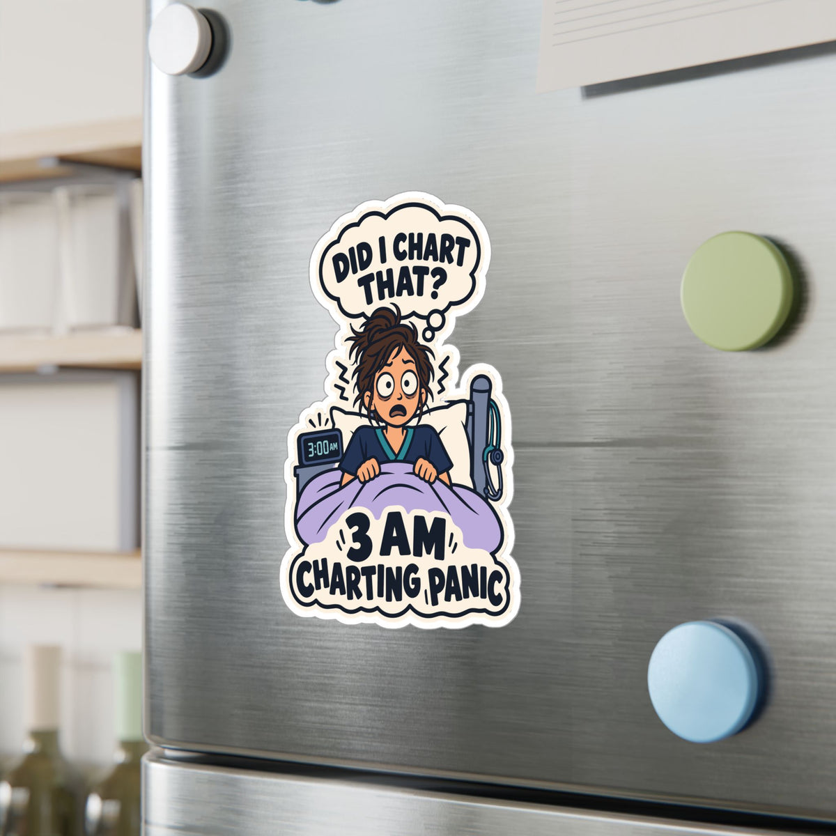 Nurse Sticker 3 AM Charting Panic Decals for Laptop and Water Bottle, Waterproof Vinyl Gift for Nursing Student School Degree