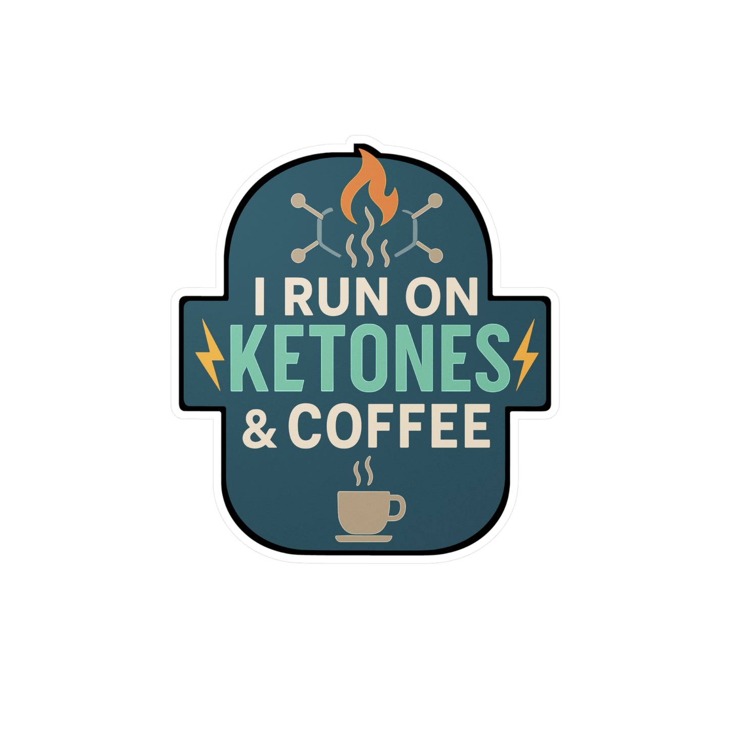 Ketones Sticker – I Run On Ketones And Coffee Decals for Laptops, Water Bottles, Waterproof Keto Ketosis Coffee Vinyl Decor