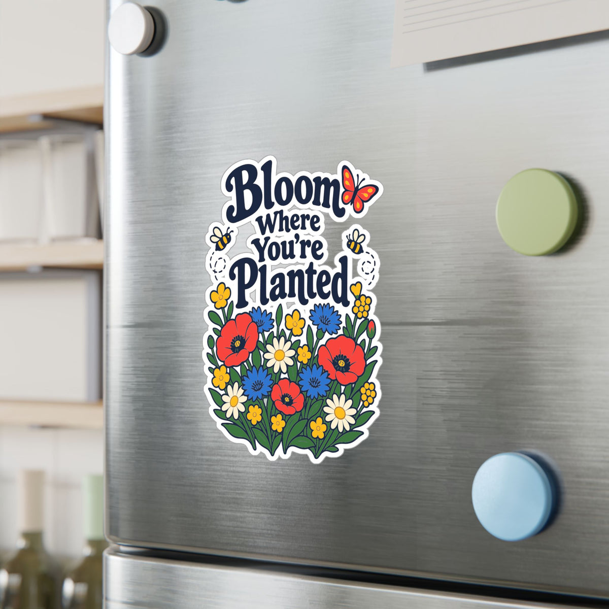 Plants Sticker - Bloom Where You’re Planted, Nature-Inspired Dandelion Decals for Laptop and Water Bottle, Friendship Design