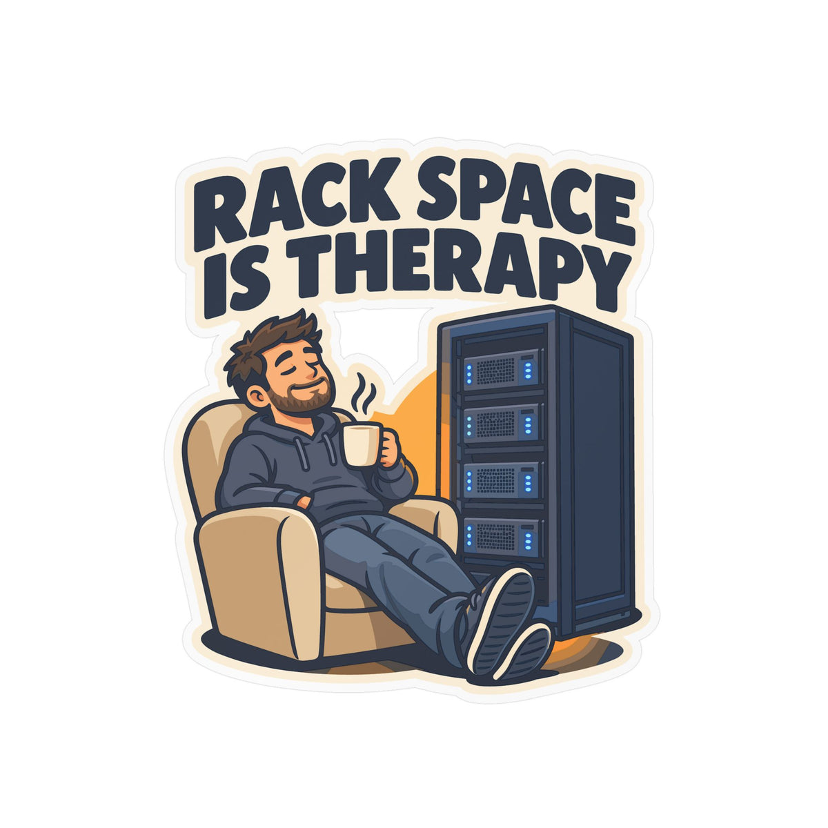 tech Sticker – Rack Space Is Therapy, Reboot Button and Bandage Humor Decals for Laptop and Water Bottle