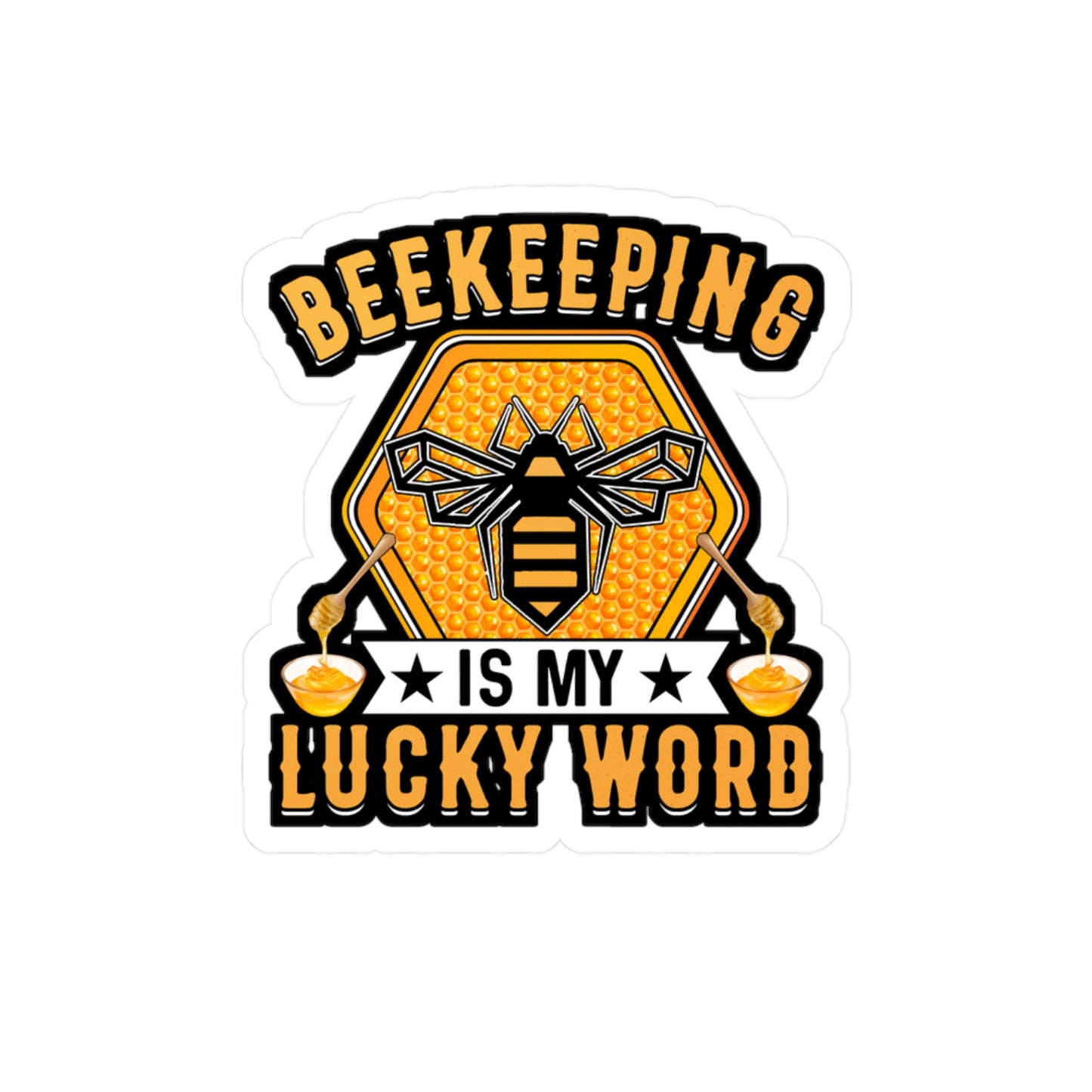 Beekeeping is my lucky word - Beekeeping Sticker for Laptop Sticker. Water Bottle Sticker, Vinyl Brood Decal - Beekeeping Gift