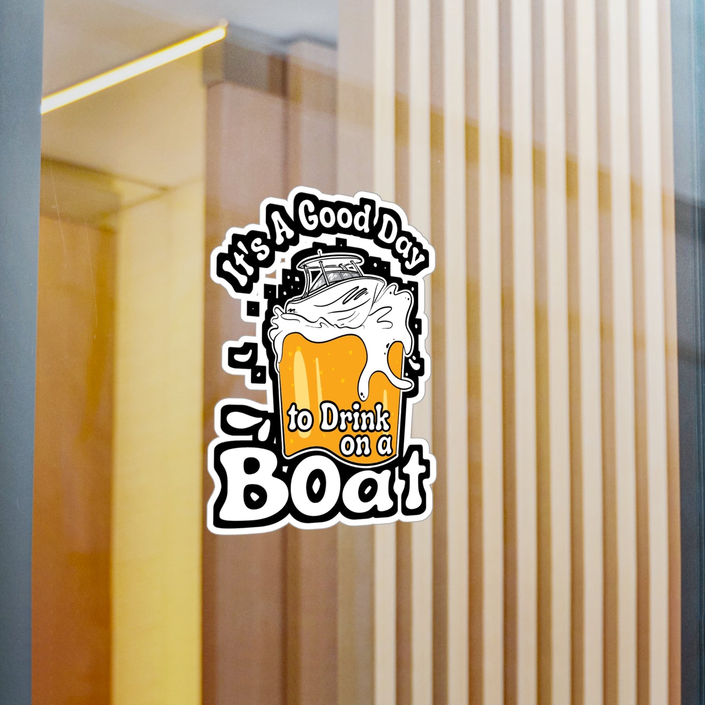 Drink On A Boat - Boating Sticker for Laptop Sticker. Water Bottle Sticker, Vinyl Pontooning Decal - Boating Gift