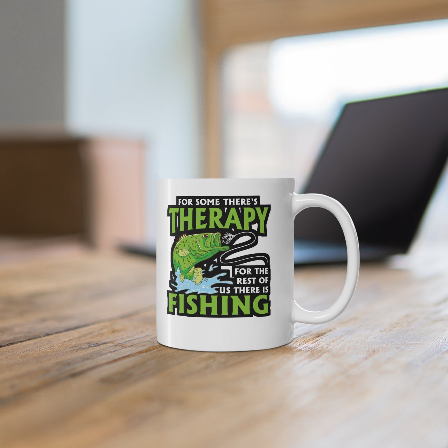 For Some There's Therapy For The Rest Of Us There Is Fishing - Fishing Mug for Coffee 11oz. Fishing Cup, White ceramic, Angling Mug - Fishing Gift