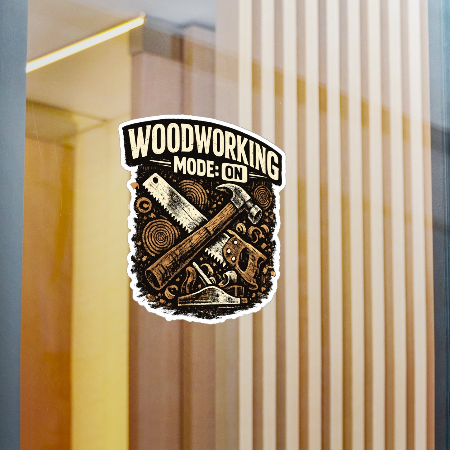 Carpenter Sticker Woodworking Mode On Funny Woodworker Decals, Waterproof Vinyl for Laptop Water Bottle