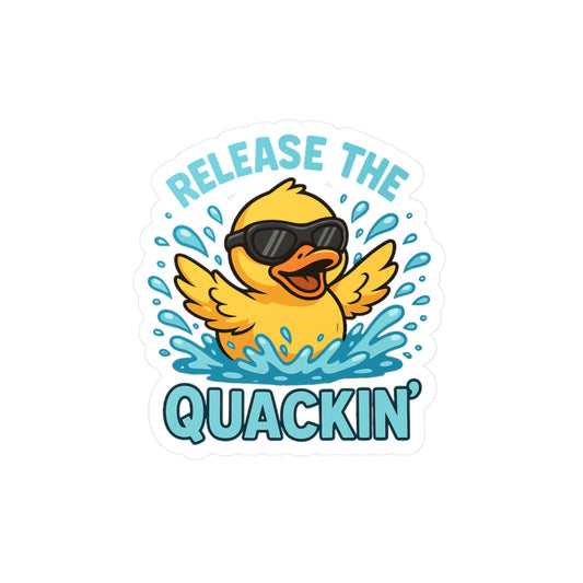 Duck Sticker – Release The Quackin Funny Decals for Laptop, Water Bottle, Waterproof Vinyl Duck Swimming Goggles Bath Accessory