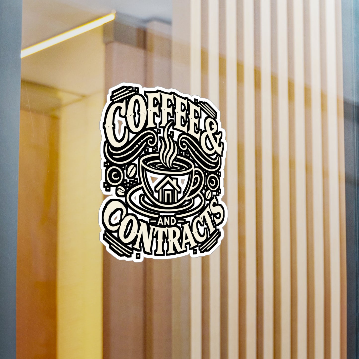Coffee And Contracts – Realtor Sticker for Laptop or Water Bottle | Vinyl Closure Decal | Real Estate Agent Gift