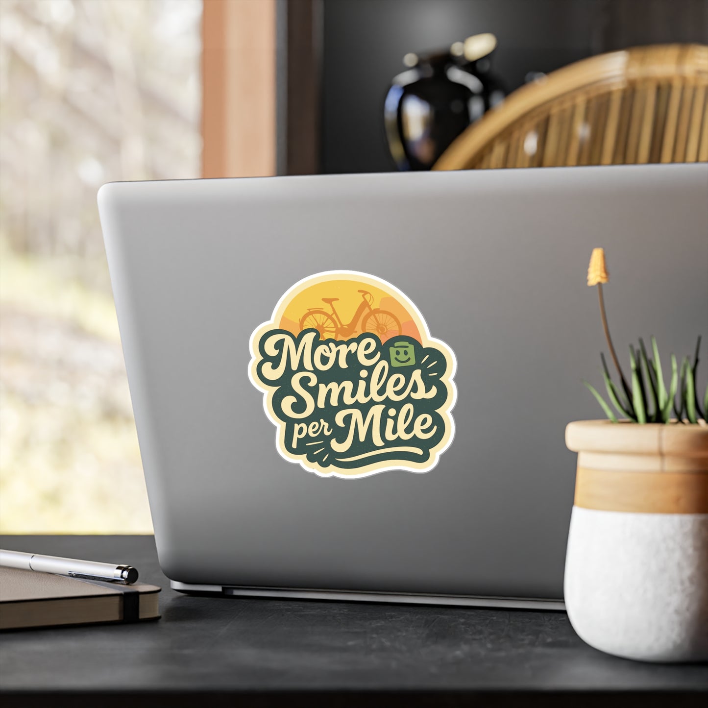 E bike Sticker – "More Smiles per Mile" Electric Bike Decals, Waterproof Vinyl, for Laptop, Water Bottle, ecycling & E Cyclist Enthusiasts
