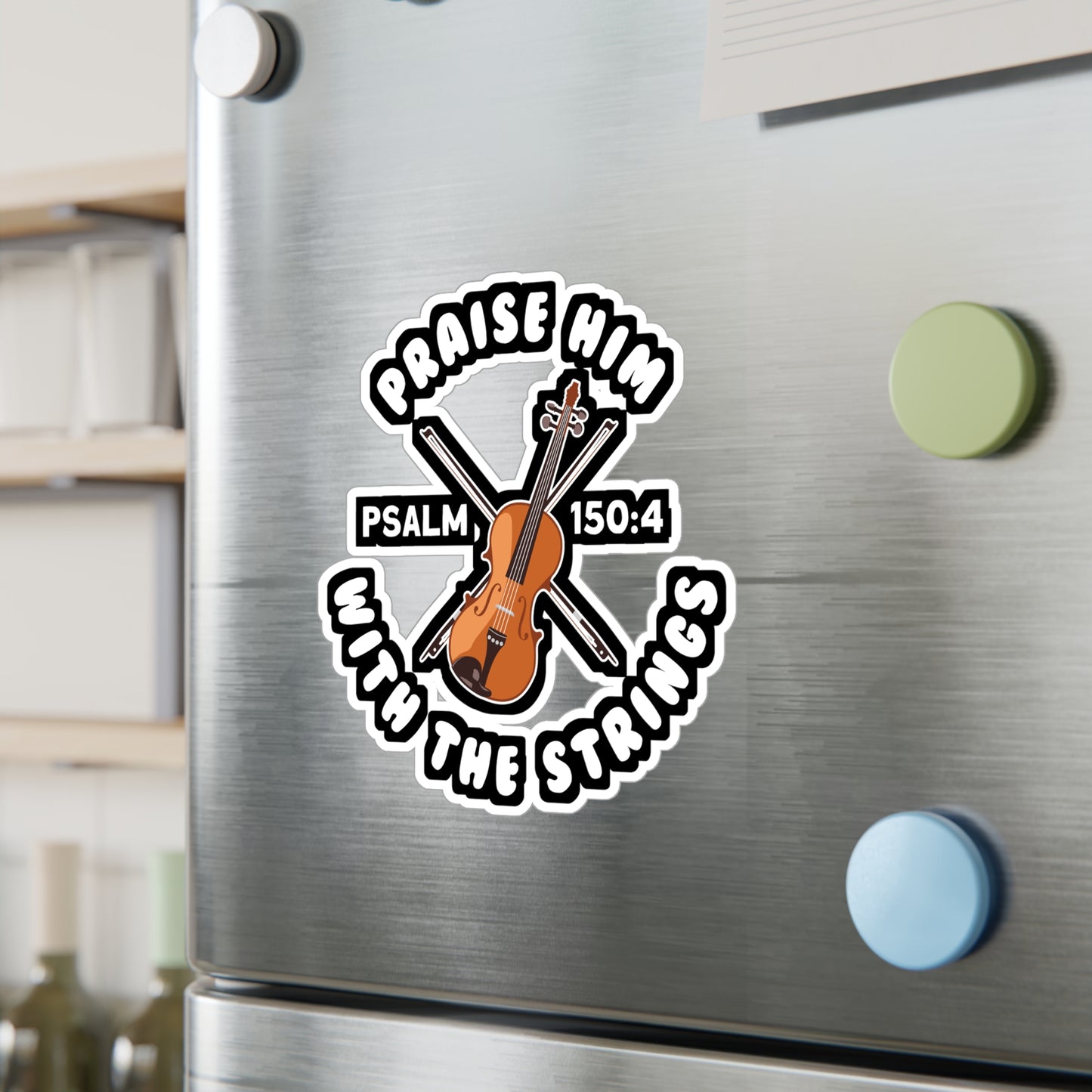 Praise Him With The Strings - Teacher Sticker for Laptop Sticker. Water Bottle Sticker, Vinyl Musical Decal - Teacher Gift