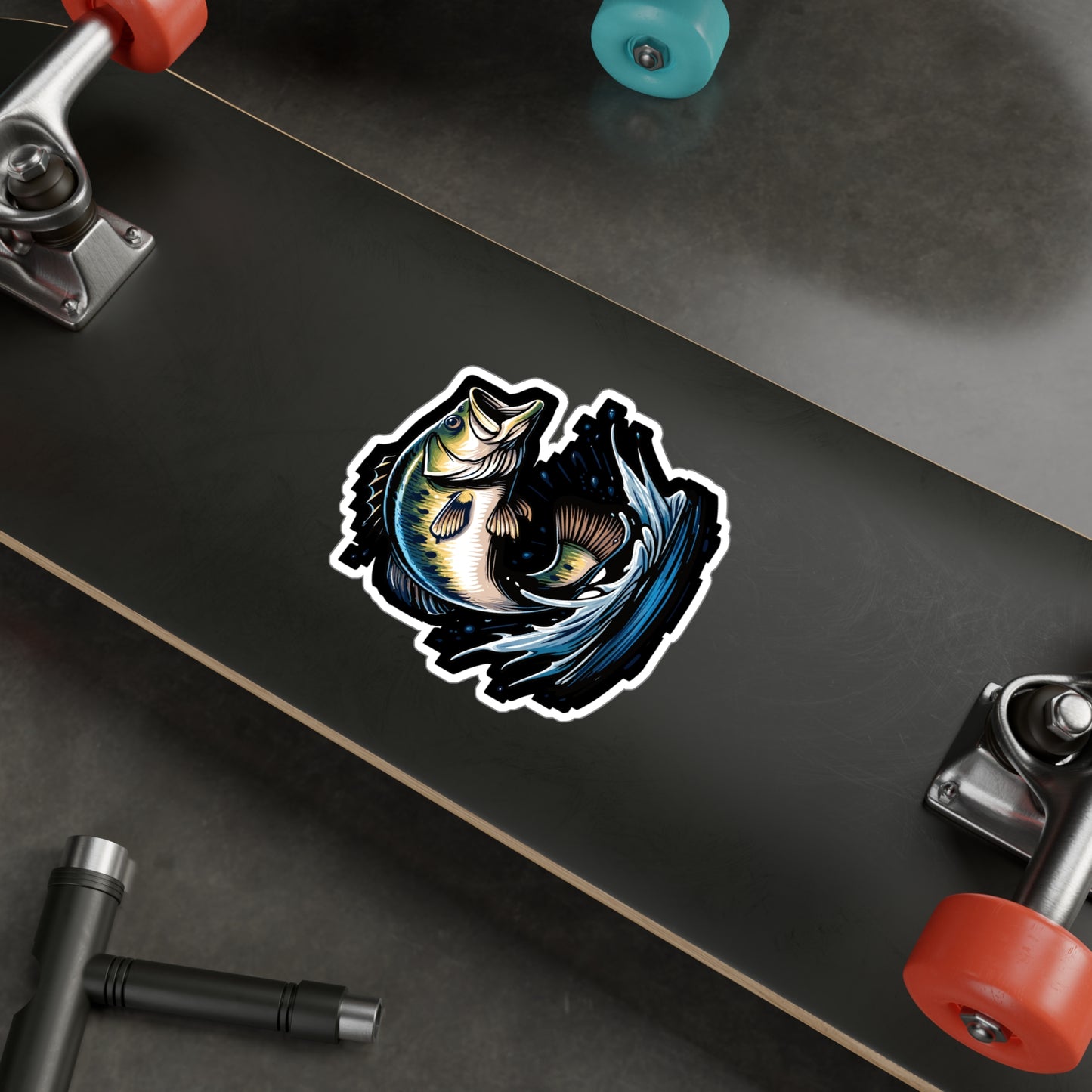 Jumping Bass Fish - Bass Sticker for Car Window Laptop Sticker. Water Bottle Sticker, Vinyl Fishing Decal, Aquatic Sticker - Bass Gift