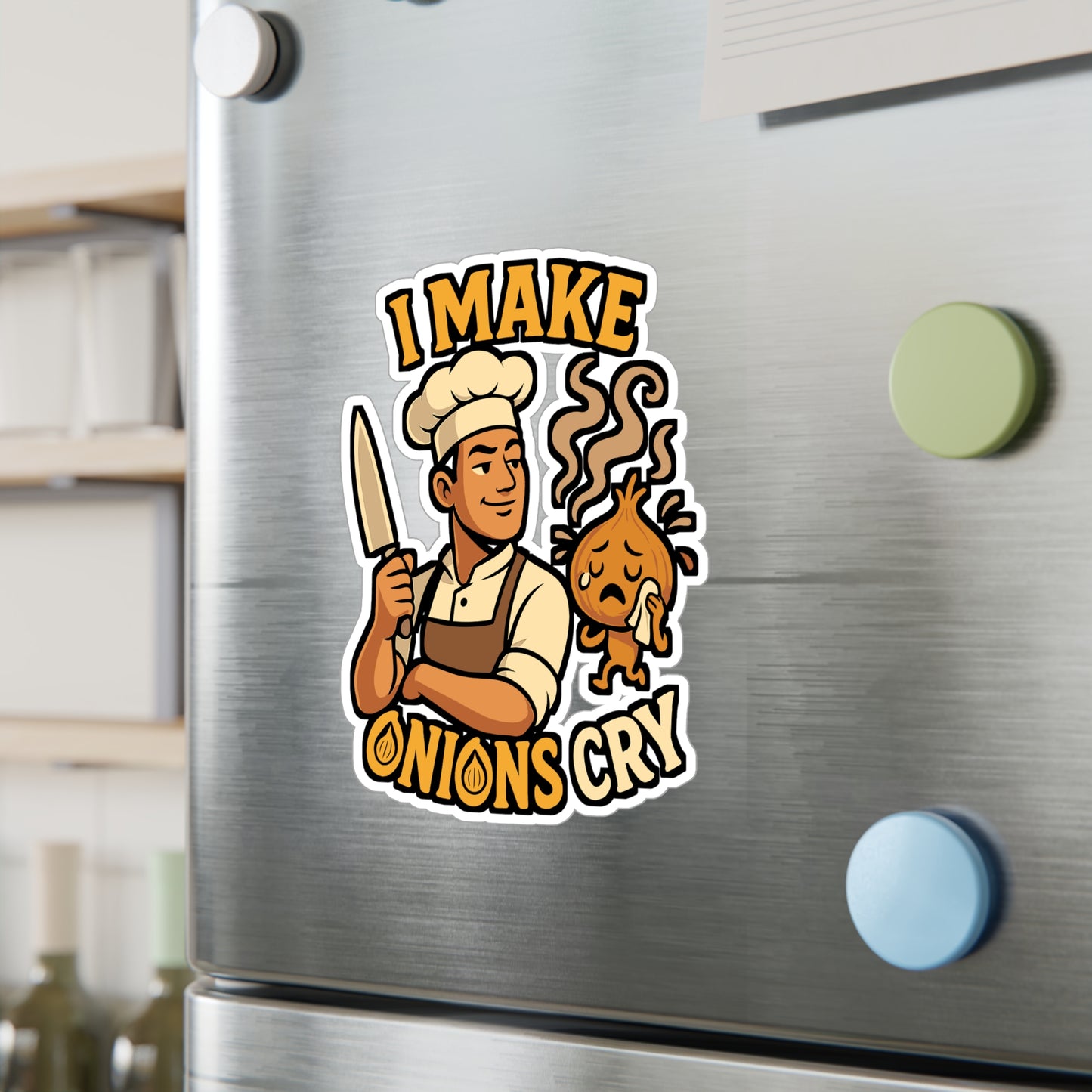 Chef Sticker – Funny "I Make Onions Cry" Decals for Cook, Waterproof Vinyl Gift for Laptop, Water Bottle, Kitchen Decor